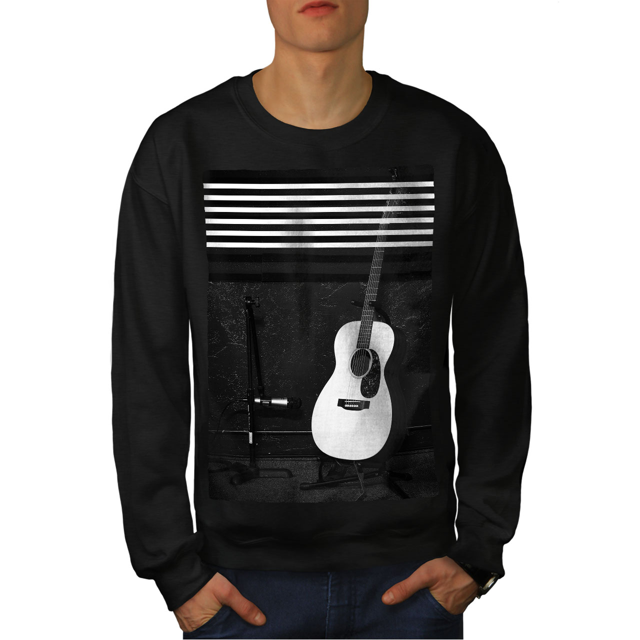 Mens Acoustic Guitar - Wellcoda Acoustic Guitar Mens Sweatshirt Music Casual Pullover Jumper Ebay