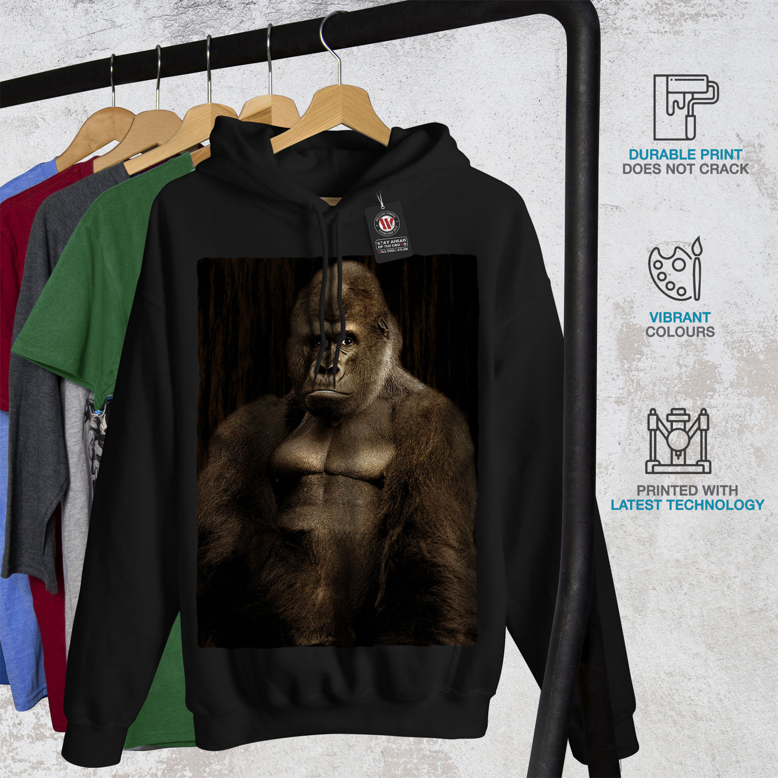 con casual cappuccio con Felpa cappuccio Wellcoda New cappuccio Mens con nera Felpa Z5TCBdwqxw