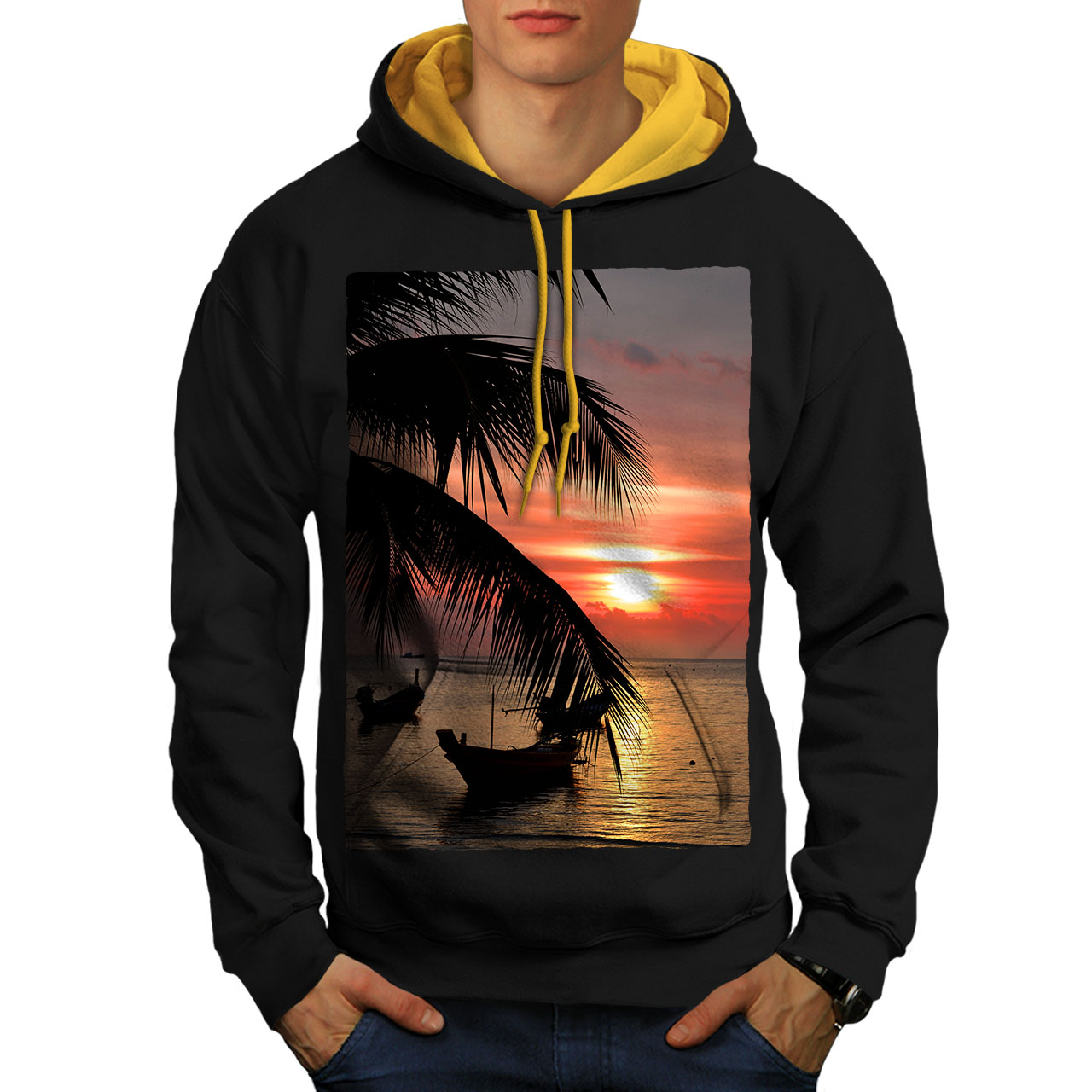 Island Casual Jumper wellcoda Palm Vacation Sea Mens Sweatshirt