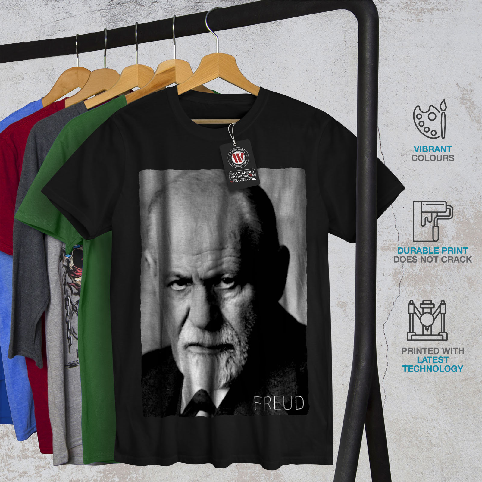 Wellcoda Sigmund Freud Art Mens T-shirt, Famous Men Graphic Design ...