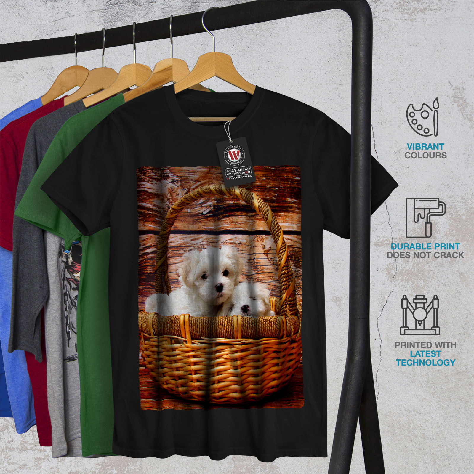 Animal Graphic Design Printed Tee Wellcoda Cute Huskey Animal Dog Mens T-shirt