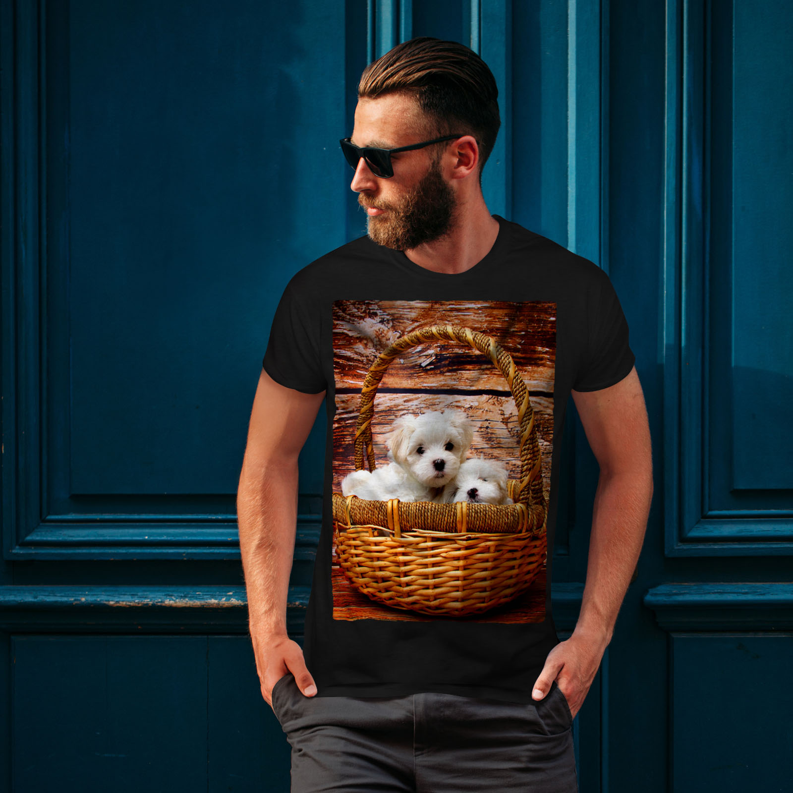 Canine Graphic Design Printed Tee Wellcoda Animal Design Wellcoda Mens T-shirt 