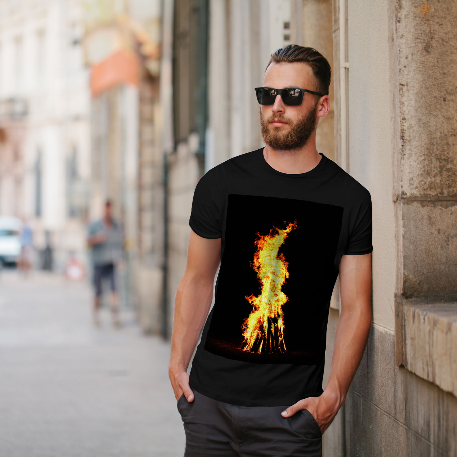 Wellcoda Bonfire Fire Night Mens T-shirt, Burning Graphic Design ...