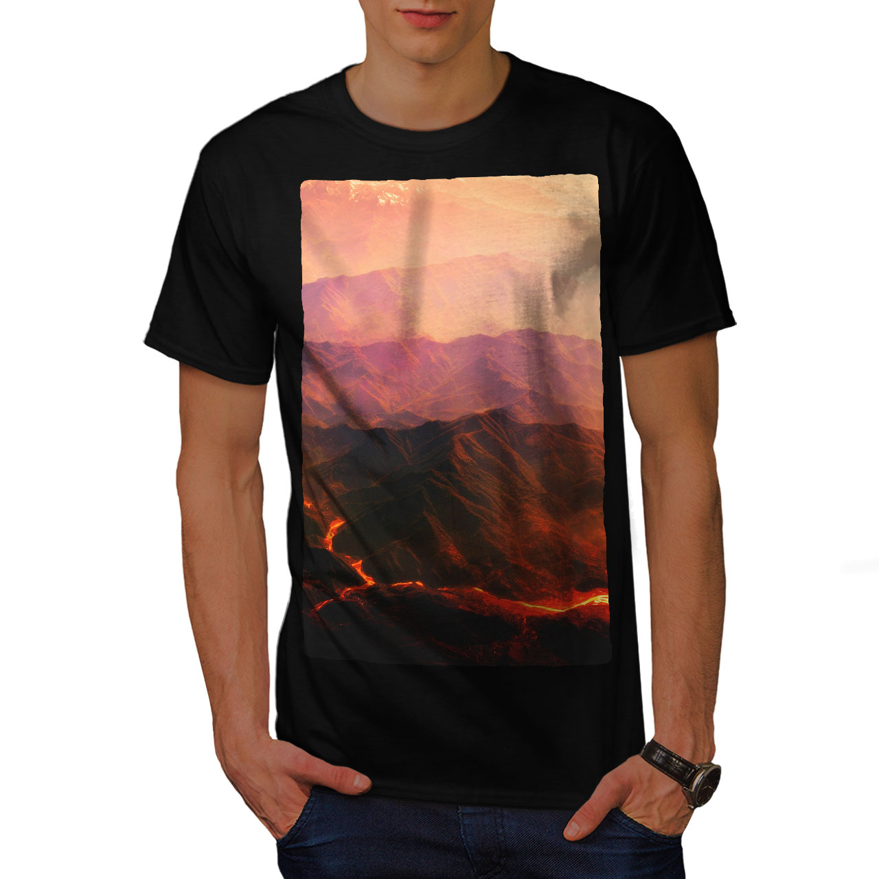 Wellcoda Volcano Lava Photo Mens T-shirt, Lava Graphic Design Printed ...
