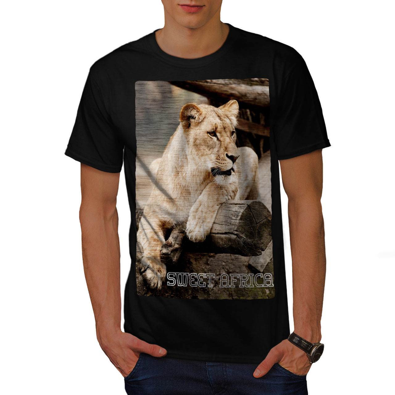 Wellcoda Africa Lion Safari Animal Mens T-shirt, The Graphic Design ...