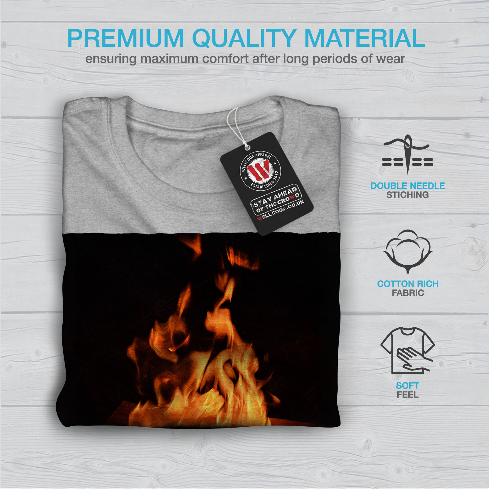Wellcoda Fireplace Fire Nature Mens T-shirt, Cozy Graphic Design ...