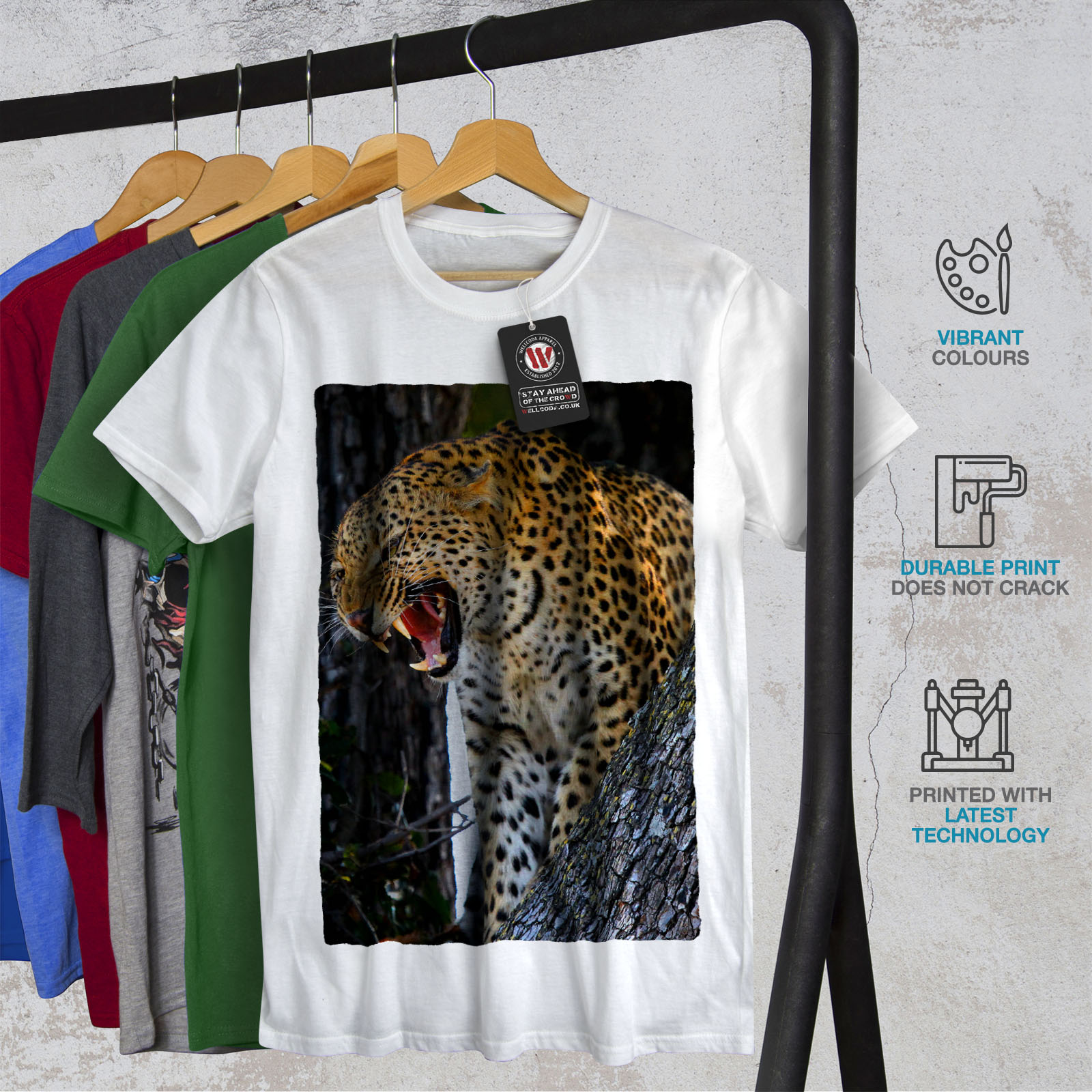 Wellcoda Leopard Photo Wild Animal Mens T-shirt, Mad Graphic Design ...
