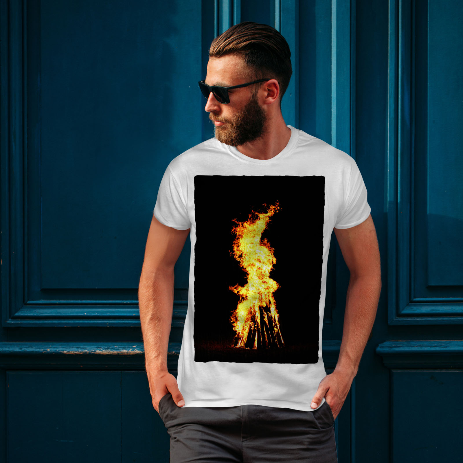 Wellcoda Bonfire Fire Night Mens T-shirt, Burning Graphic Design ...