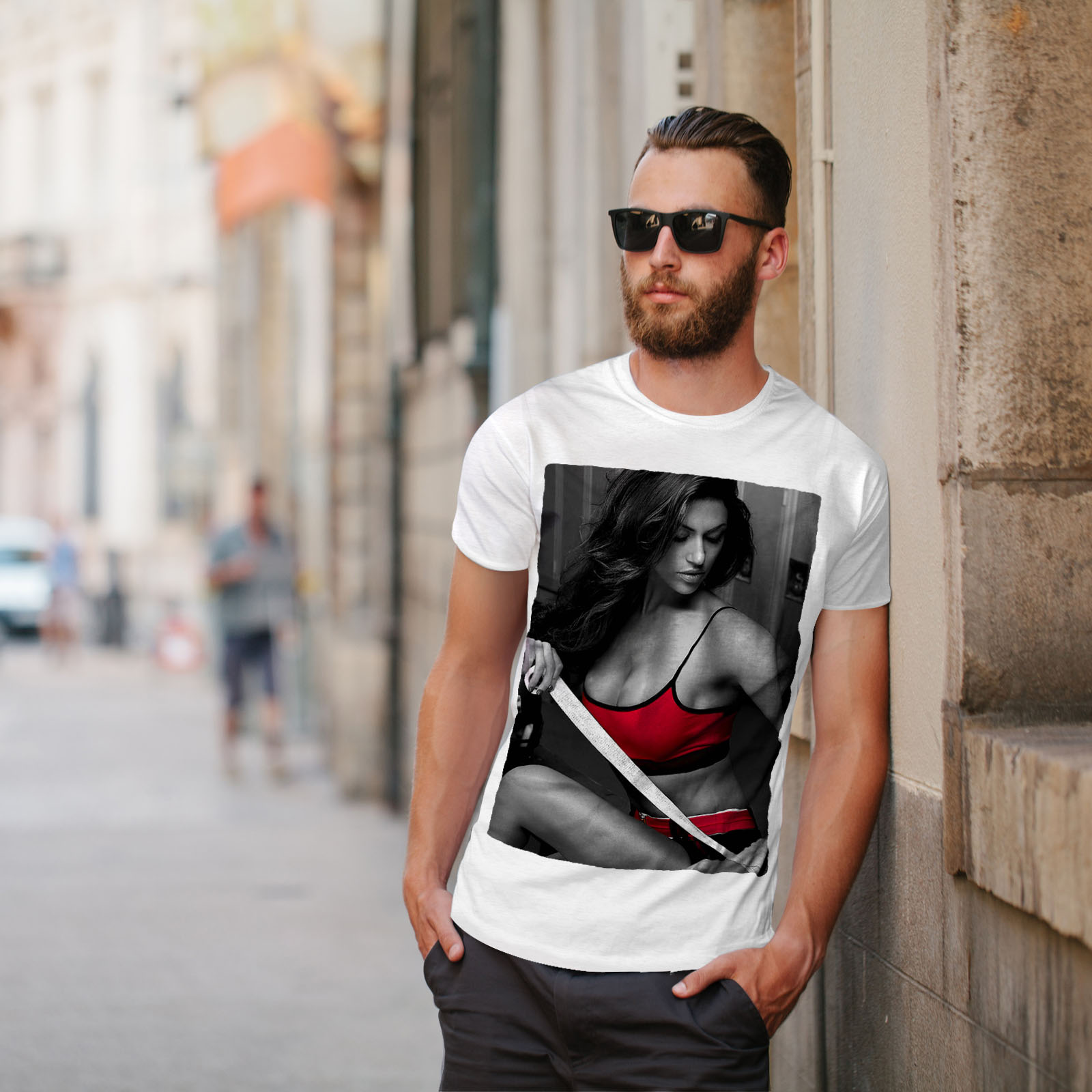 Wellcoda Fighter Sexy Girl Mens T-shirt, Lovely Graphic Design Printed Tee
