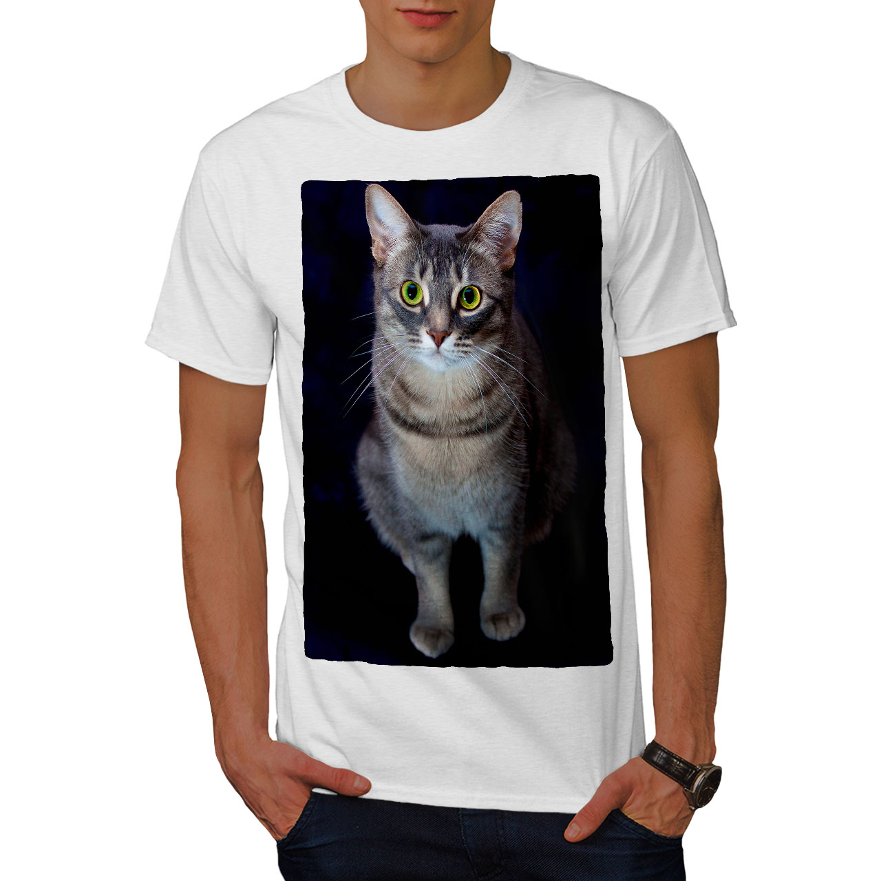 Wellcoda Cute Fashion Pilot Cat Mens T-shirt Graphic Design Printed Tee