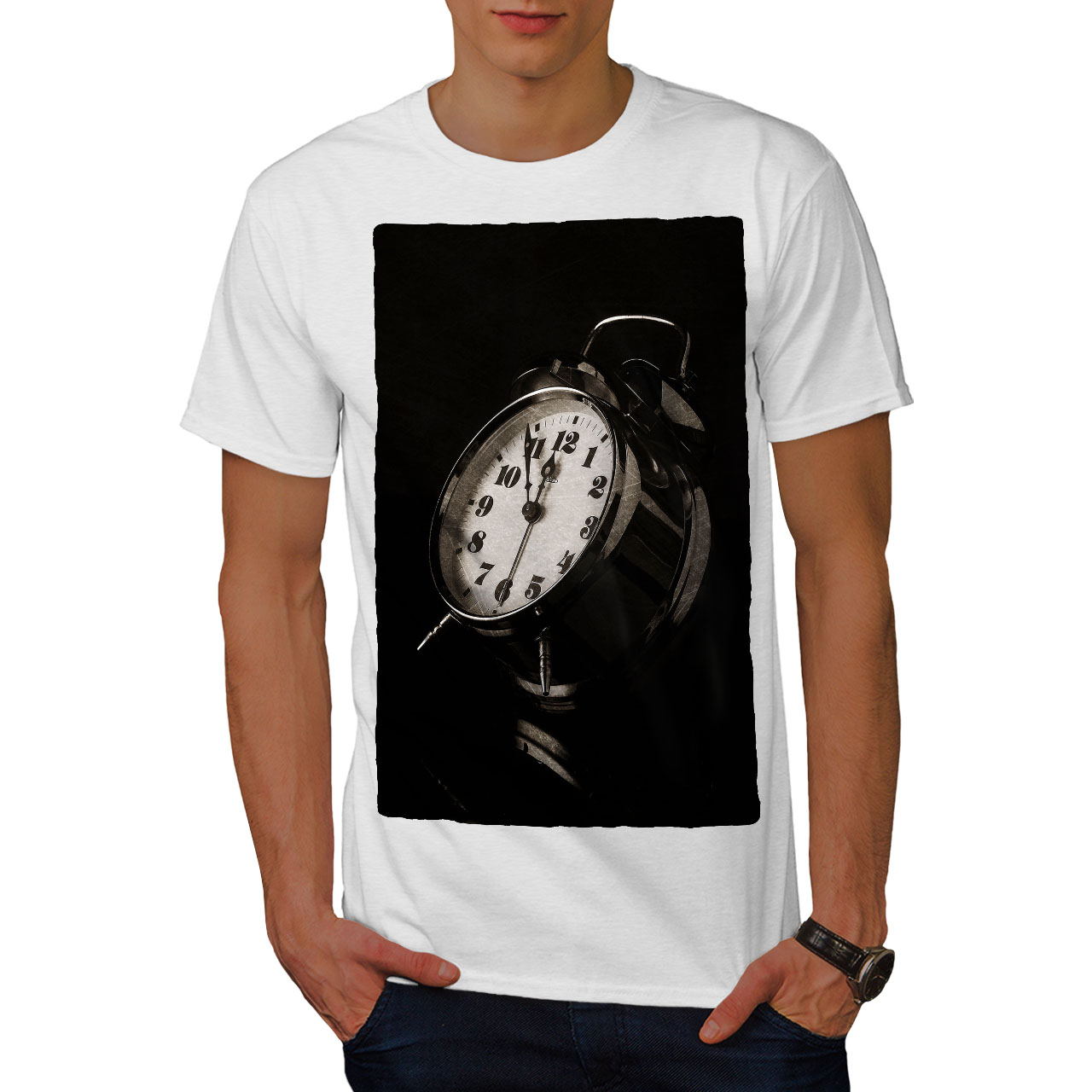 Wellcoda Clock Old Funky Mens T-shirt, Vintage Graphic Design Printed ...