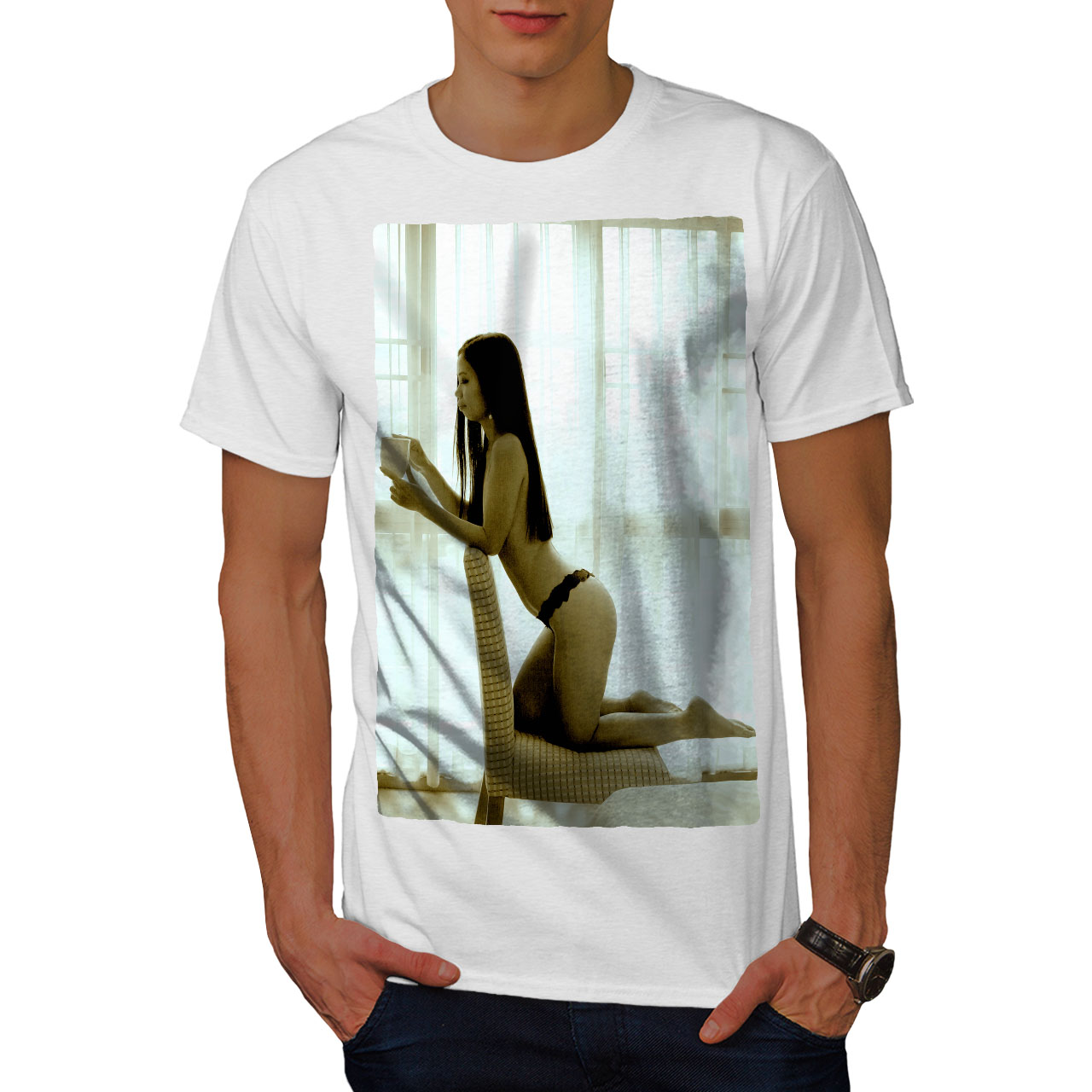 Wellcoda Girl Hot Body Booty Mens T-shirt, Naked Graphic 