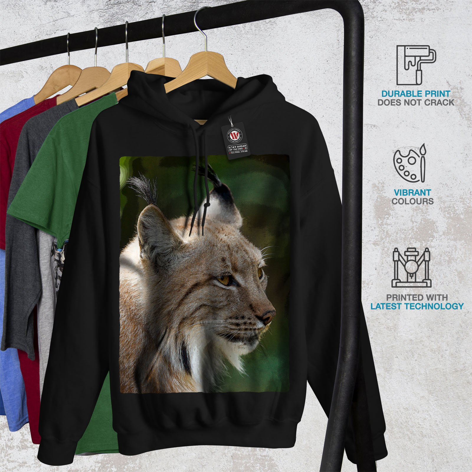 Wellcoda Smart Face Of Lynx Cat Womens Sweatshirt Furry Casual Pullover Jumper 