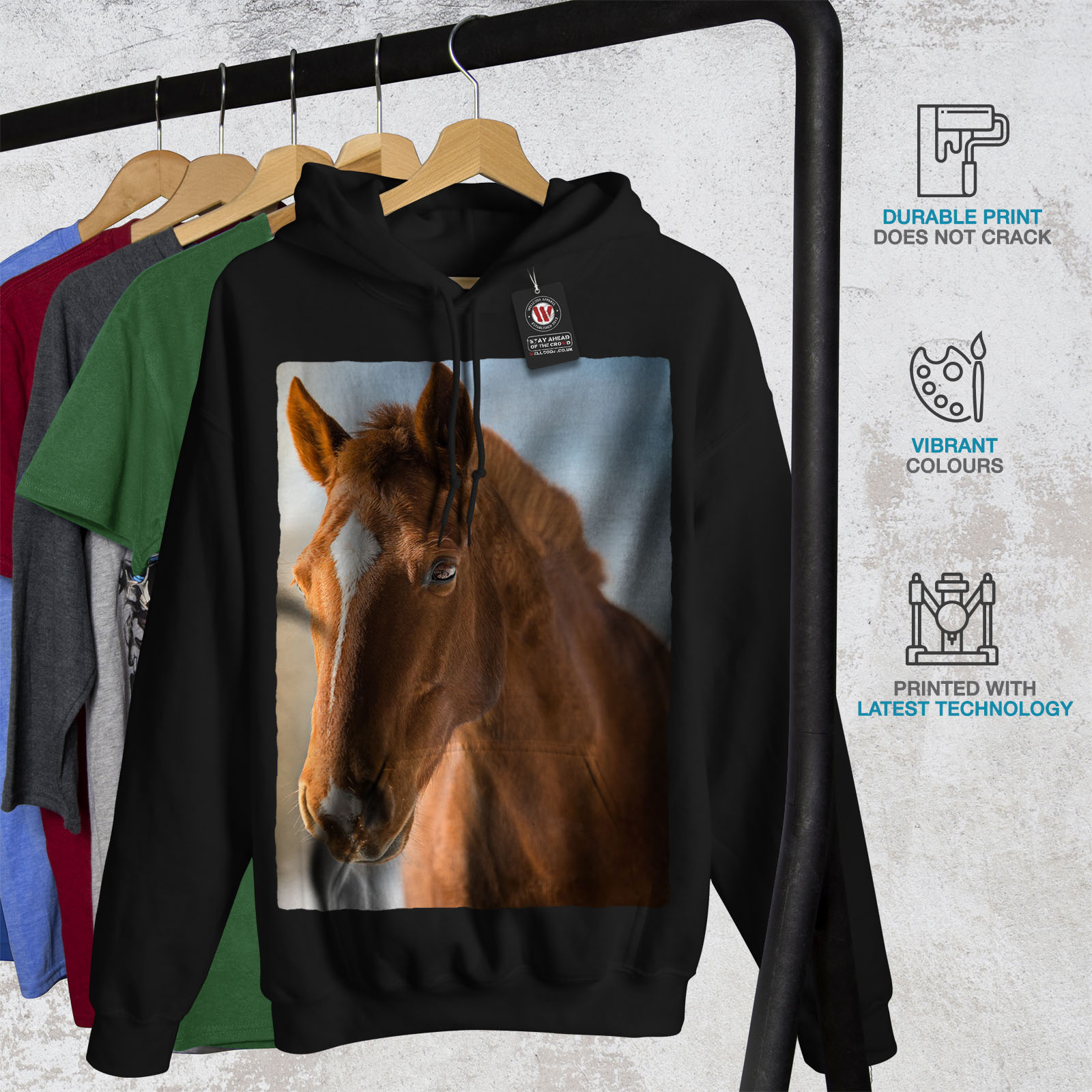 animaux Casual Pullover Pull Visible photo Animal Cheval Femme Sweat-shirt 