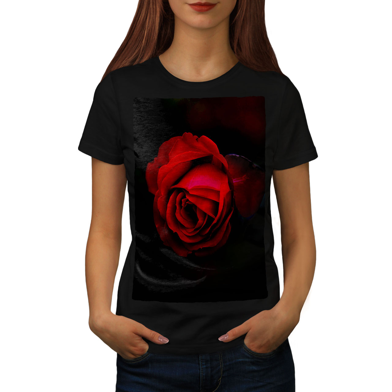 red rose printed shirt