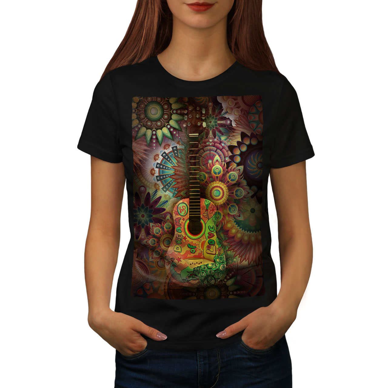 Colorful Guitar Women Long Sleeve T-shirt NEWWellcoda