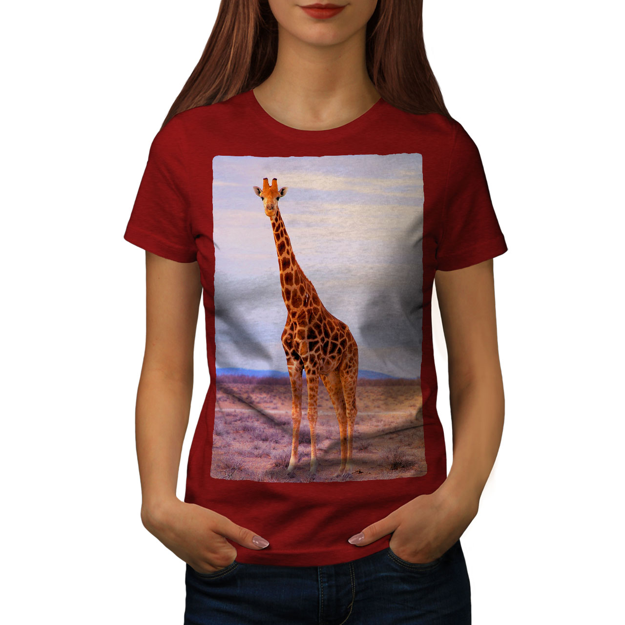 Wellcoda Giraffe Safari Animal Womens T-shirt, Africa Casual Design ...