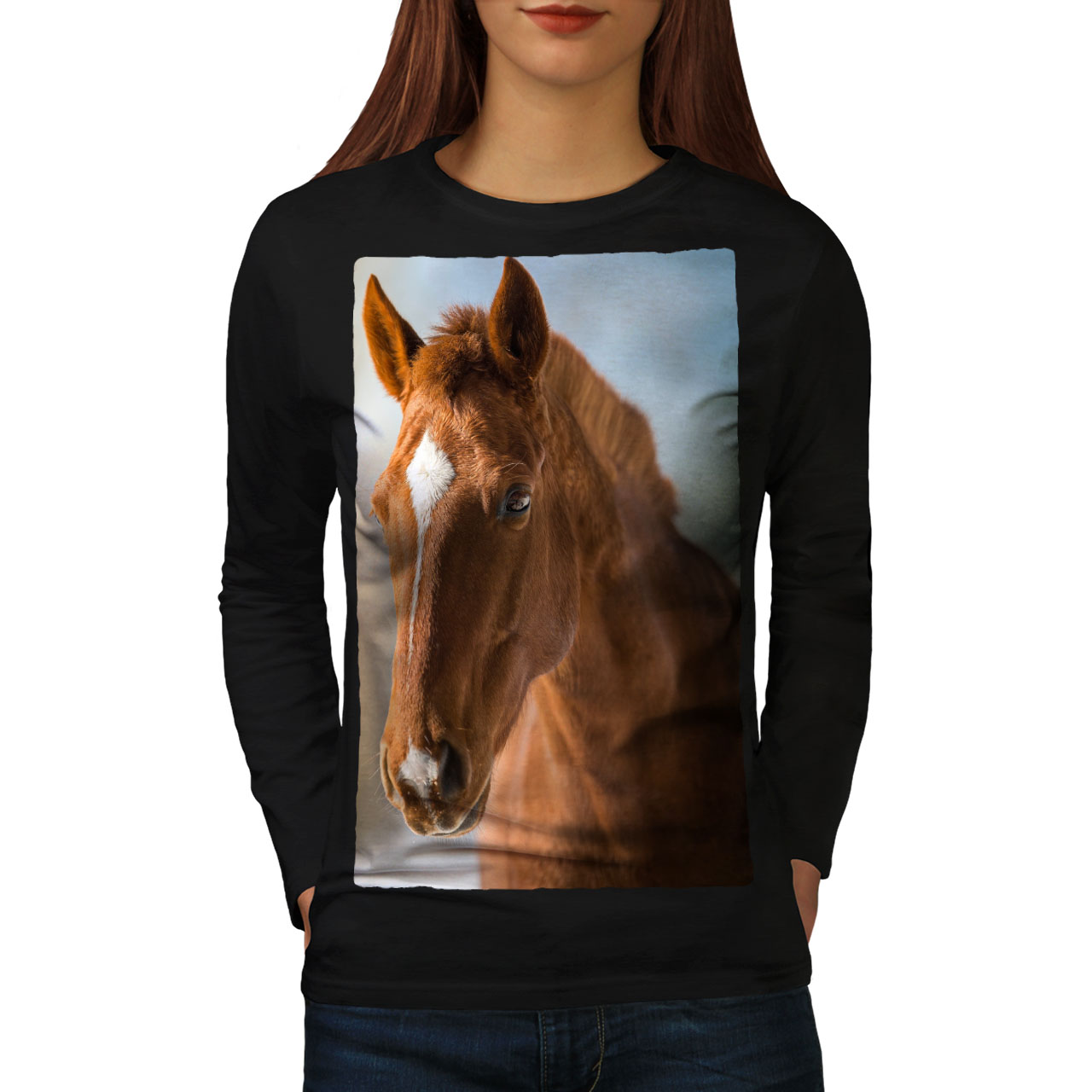Horse Cool Printed Animal Women Long Sleeve T-shirt NEWWellcoda