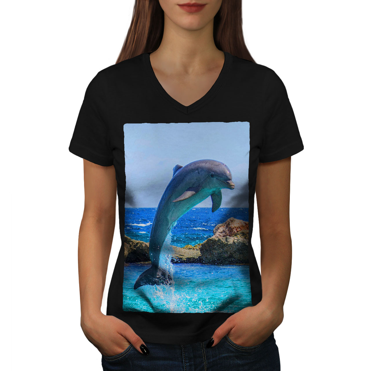 Dolphin V-Neck T-Shirt