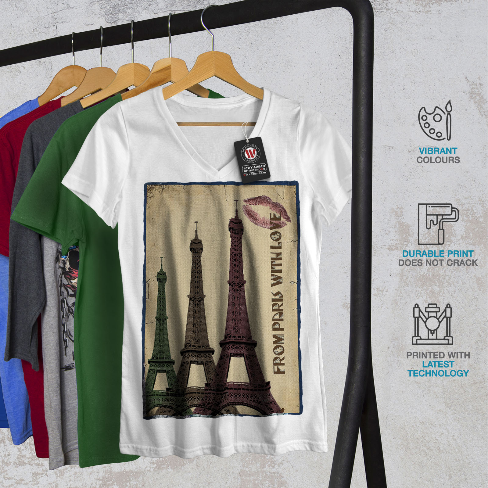 Wellcoda Tower Urban Landmark Womens V-Neck T-shirt, Landmark Graphic ...