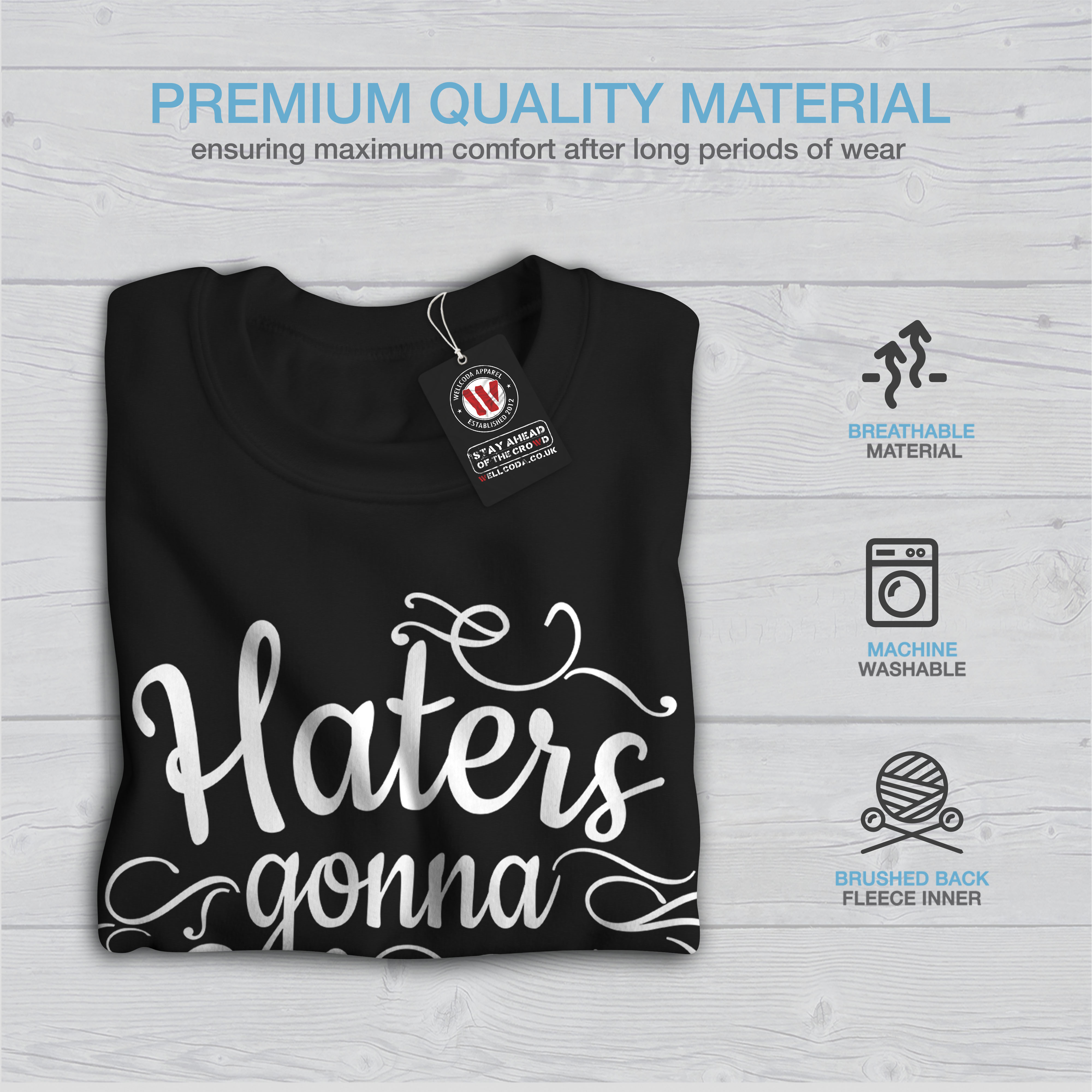 pullover pullover Haters nero Hate Wellcoda Gonna casual Mens divertente Sweatshirt w8Xwq7x