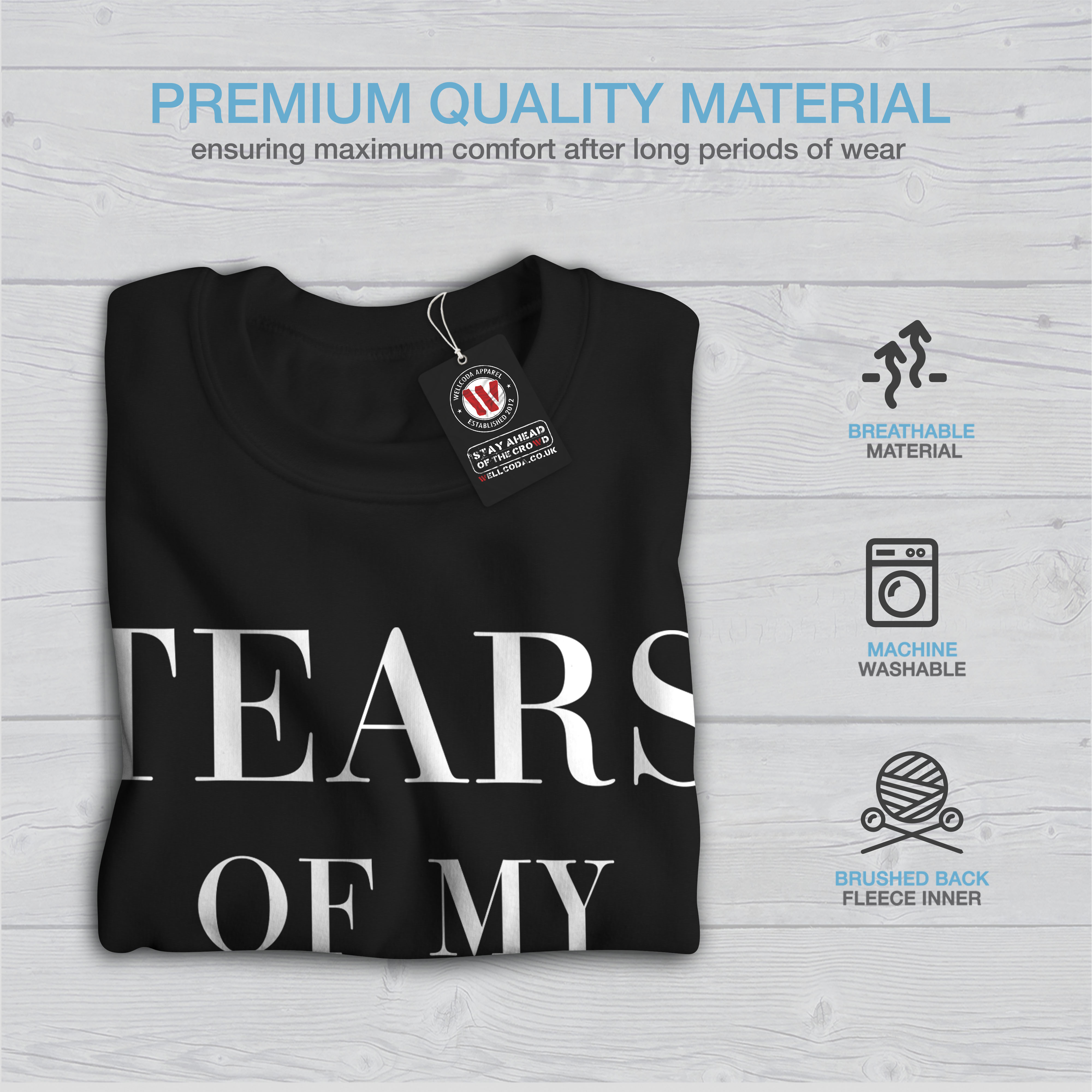 Casual My Pullover Felpa Funny Enemies Jumper Tears da Of Wellcoda uomo Black aq78wng