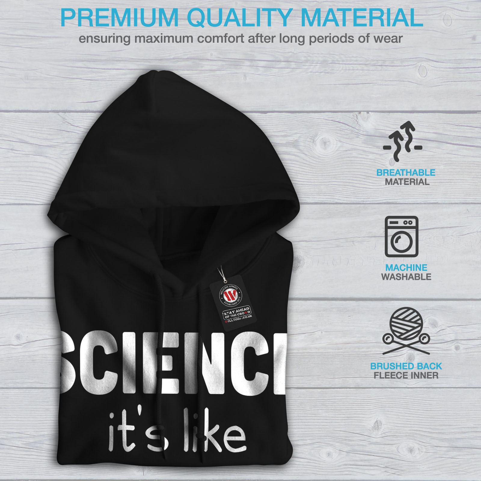 Magic Felpa da con nera Wellcoda Science Is cappuccio casual Real felpa uomo divertente rwrqYSxZ
