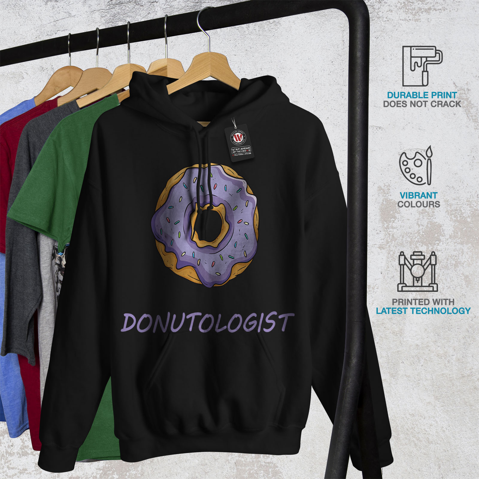 Mens Funny Hoodie Donut Headphones