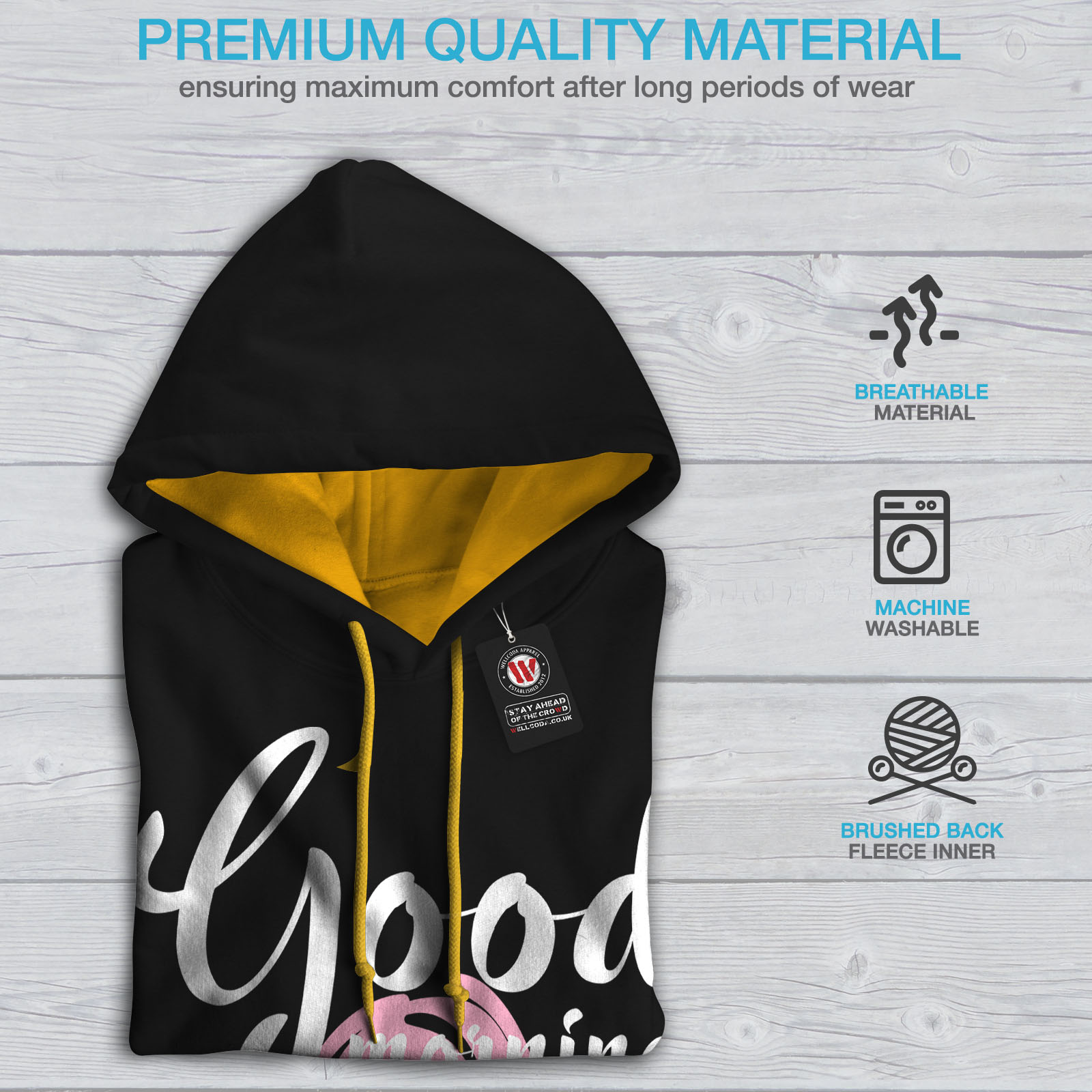 Funny Casual Jumper Details about   Wellcoda Love Coffee Adorable Mens Contrast Hoodie 