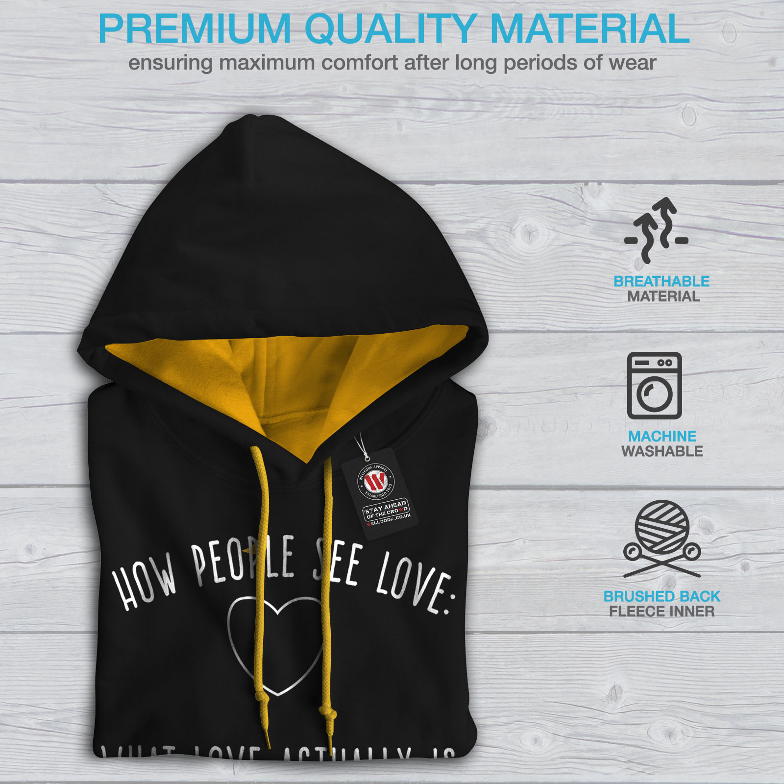 Wellcoda Mens Chemistry Black con Contrast Study Casual Felpa Formula cappuccio Love Jumper cappuccio oro REwBqraR