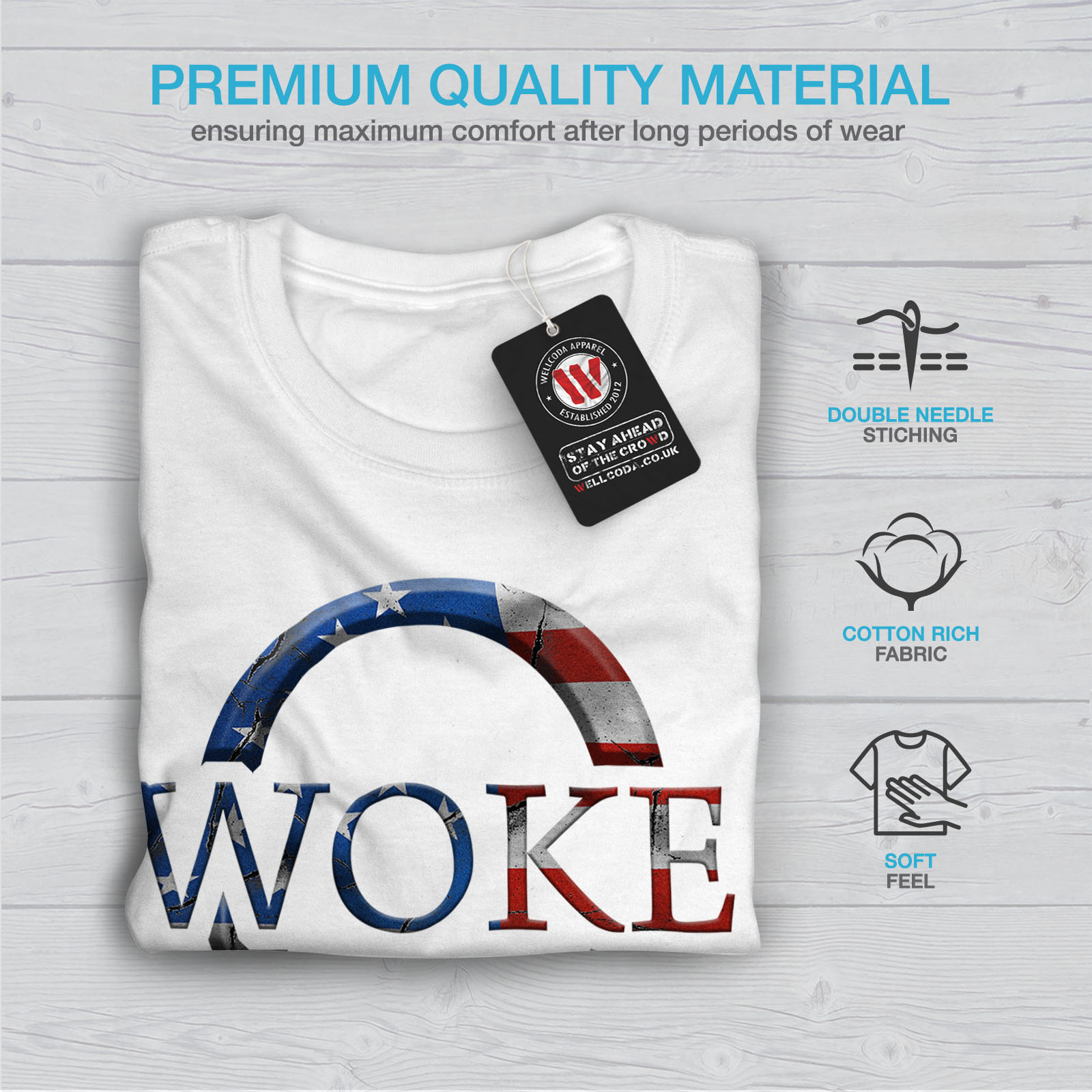 Wellcoda Qanon Woke Mens Long Sleeve T-shirt Conspiracy Graphic Design