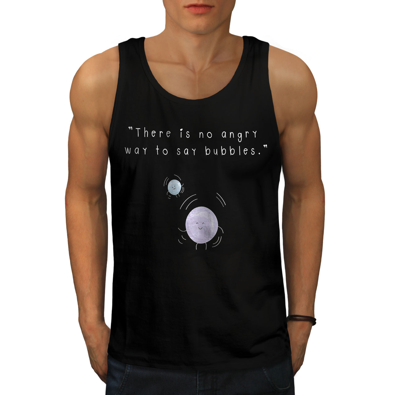 Funny Active Top Shirt Wellcoda Angry Bubbles Mens Sleevless T-Shirt