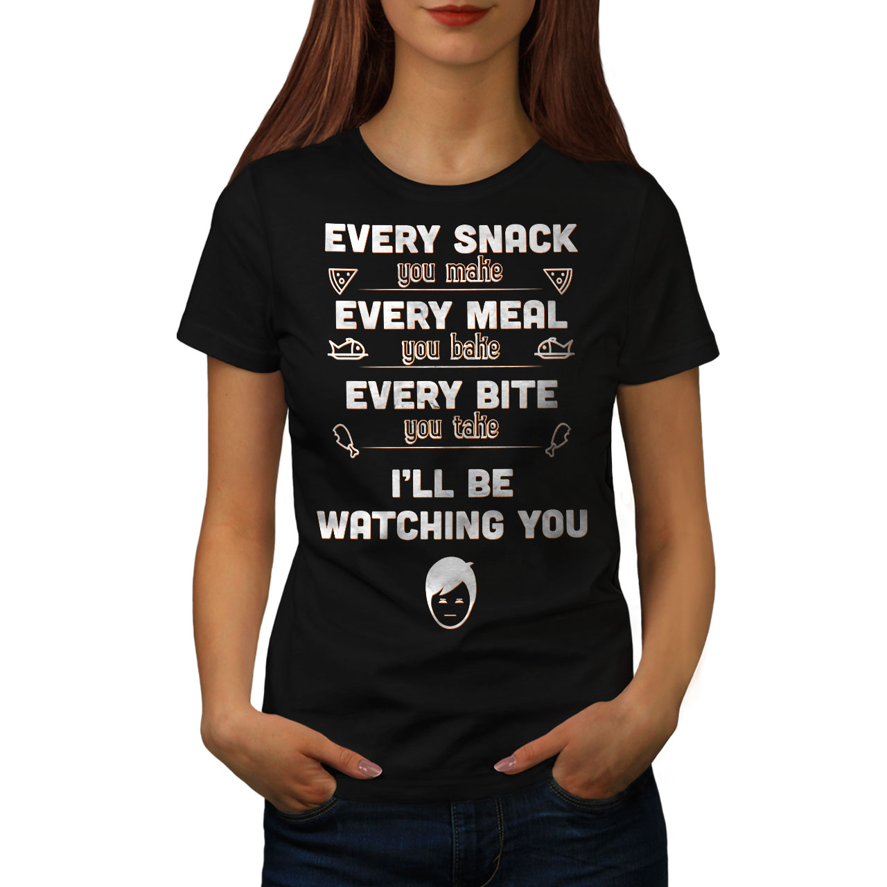 Wellcoda Song Lyrics Funny Womens T-shirt, Food Love Casual Design Printed  Tee | eBay