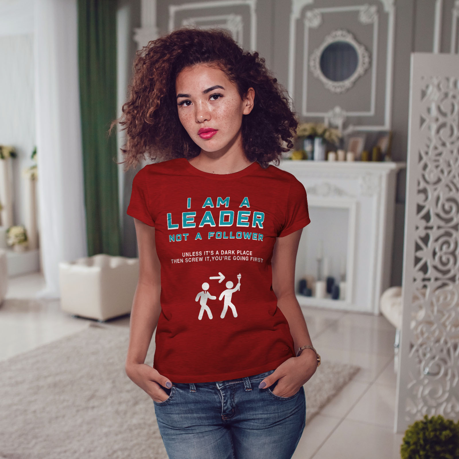 Dark Casual Design Wellcoda Leader Funny Scared Womens Long Sleeve T-shirt 