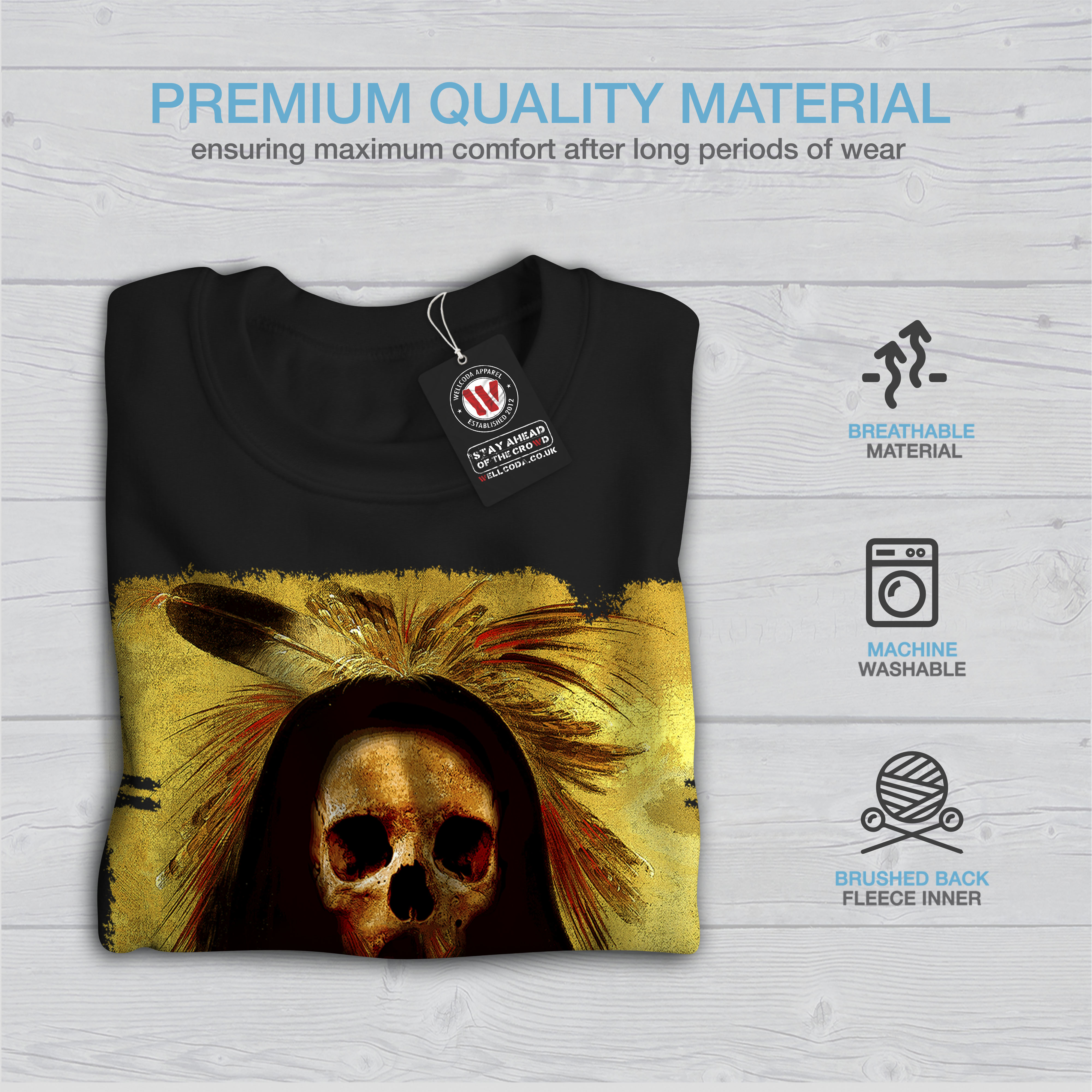FelpaPull Pull Old Dᄄᆭcontractᄄᆭ Skeleton Mens Noir Indian Wellcoda rhsdxtQC