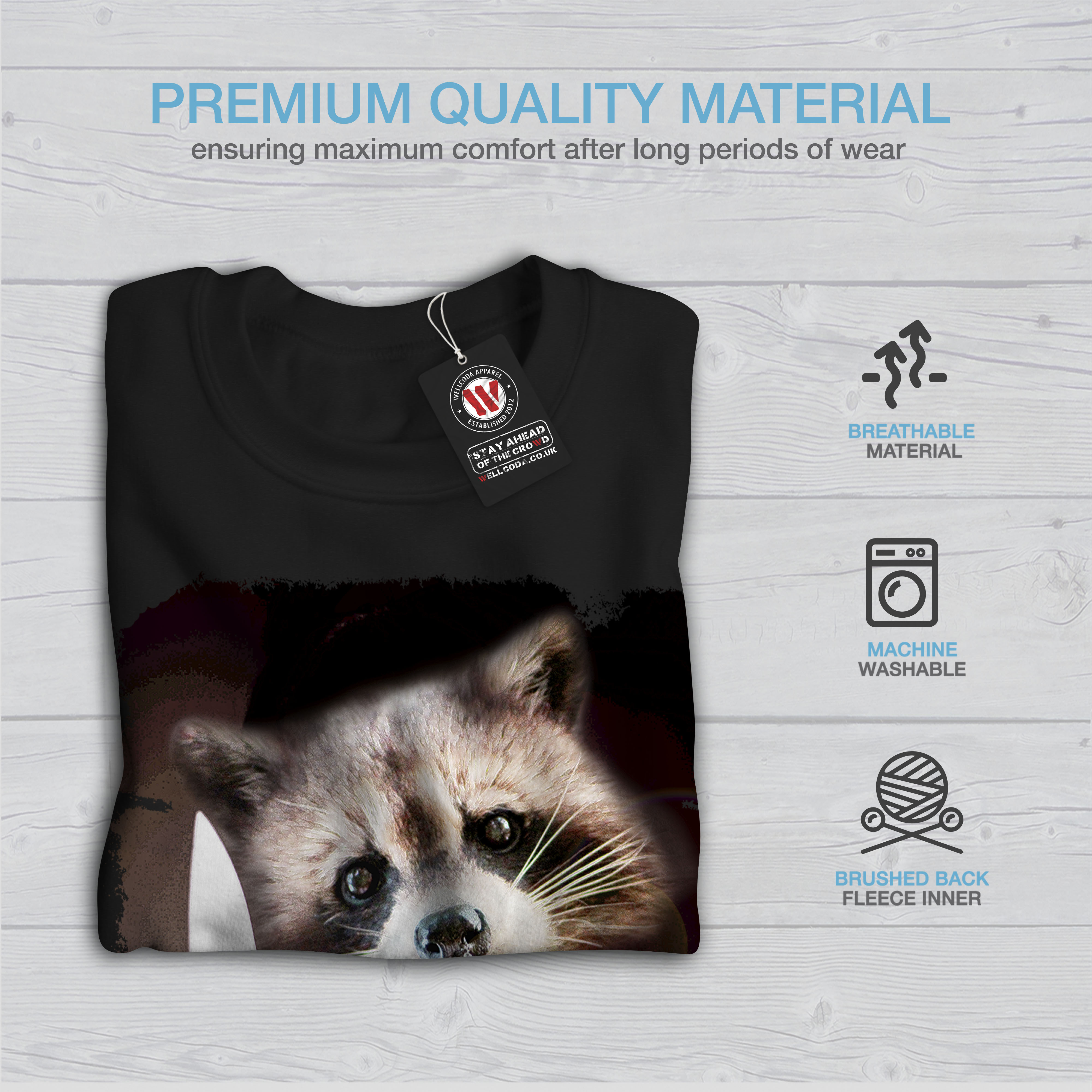 Men New Girl Black Felpa Sweet Raccoon qn4ttY