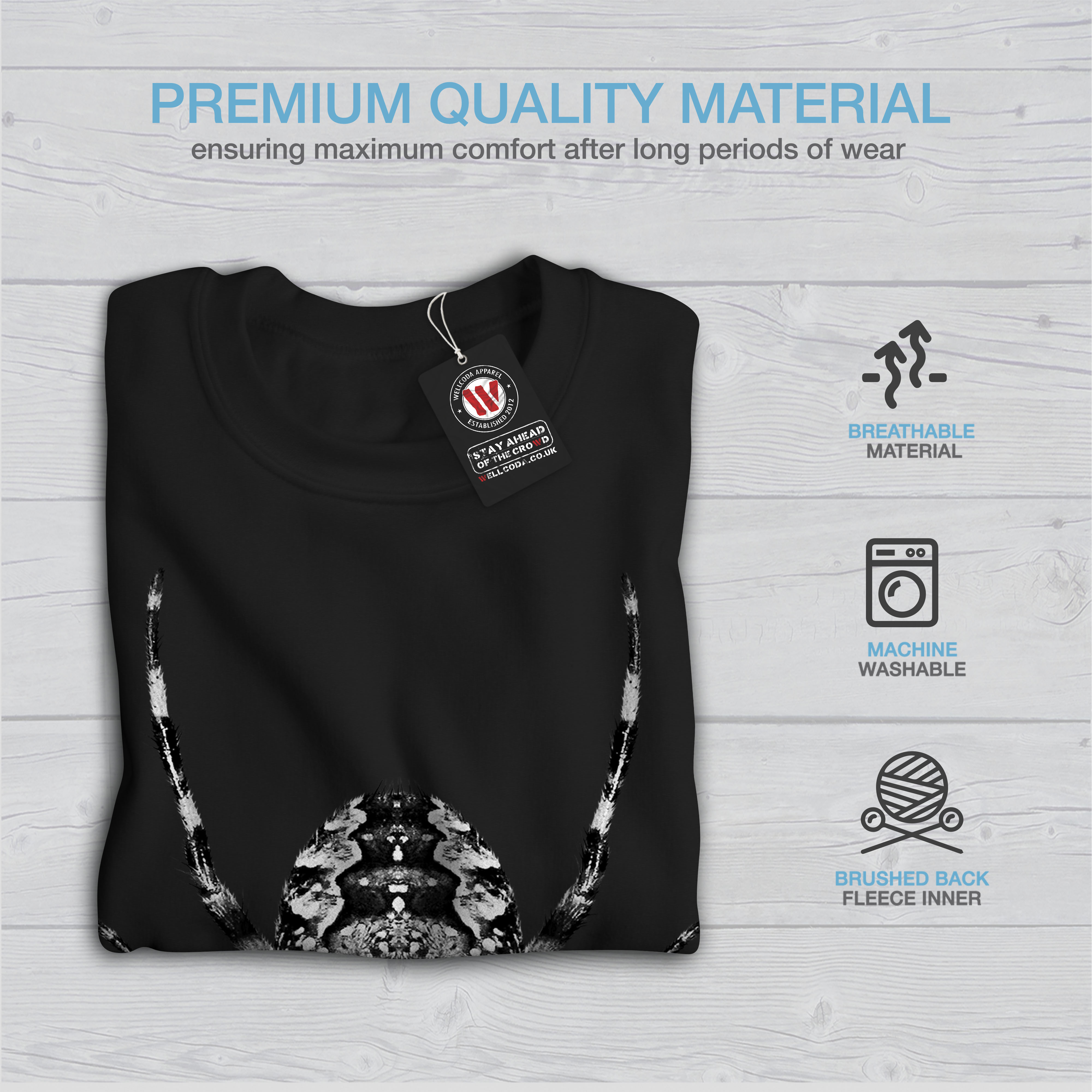 New ragno Skull uomo Face Black Felpa q8Izw