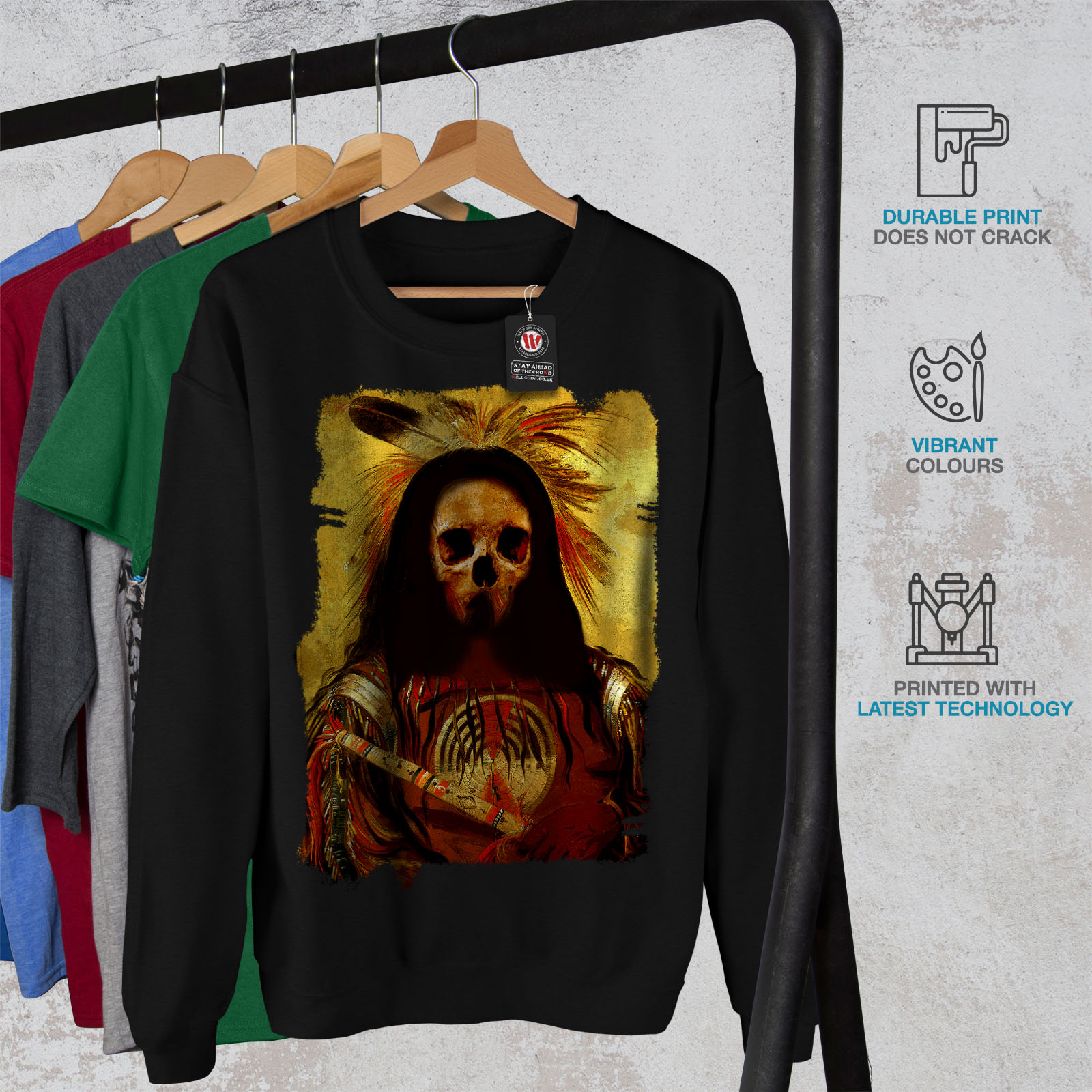 FelpaPull Pull Old Dᄄᆭcontractᄄᆭ Skeleton Mens Noir Indian Wellcoda rhsdxtQC