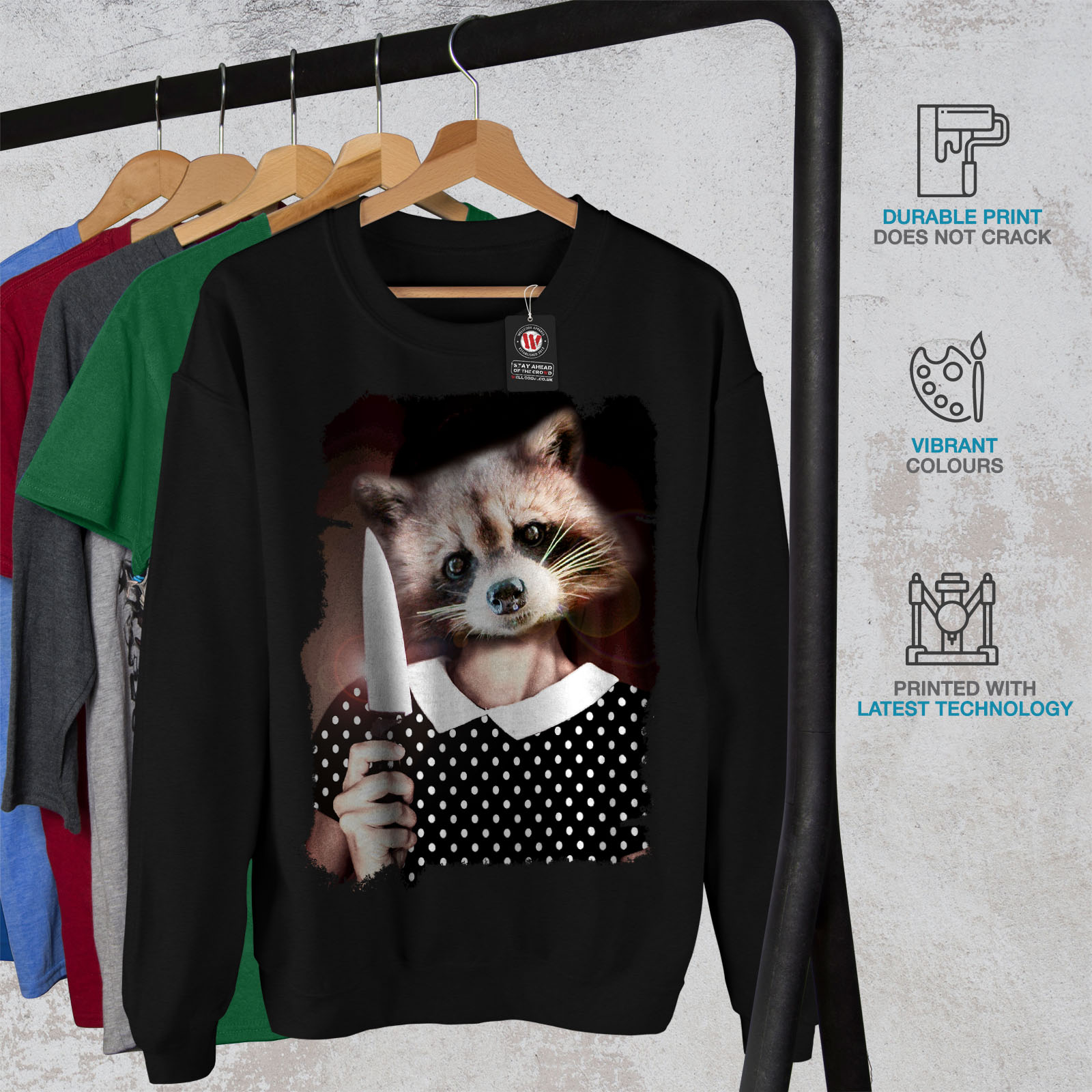 Men New Girl Black Felpa Sweet Raccoon qn4ttY