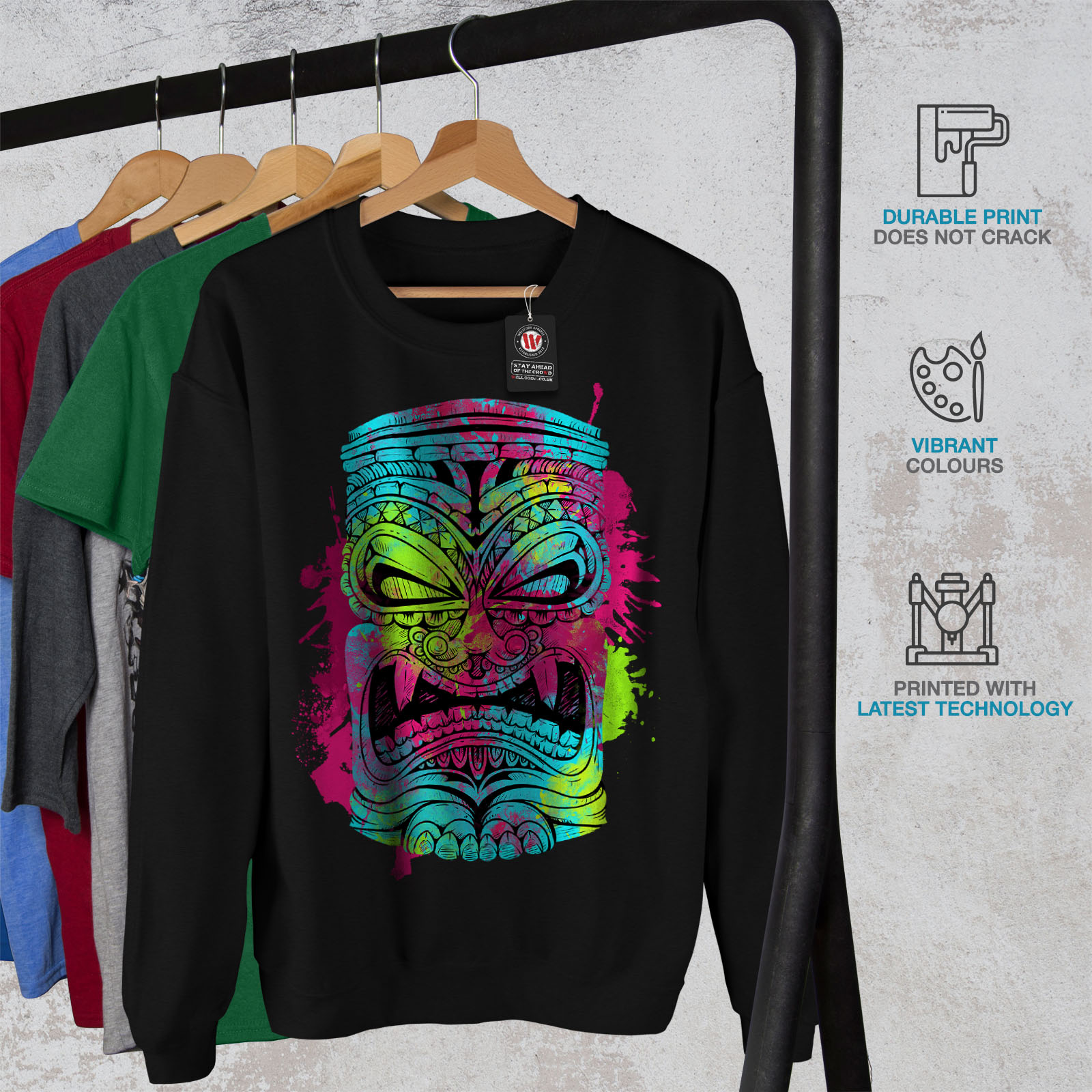Wellcoda Psychedelic Cool Mens Sweatshirt Masking Casual Pullover Jumper