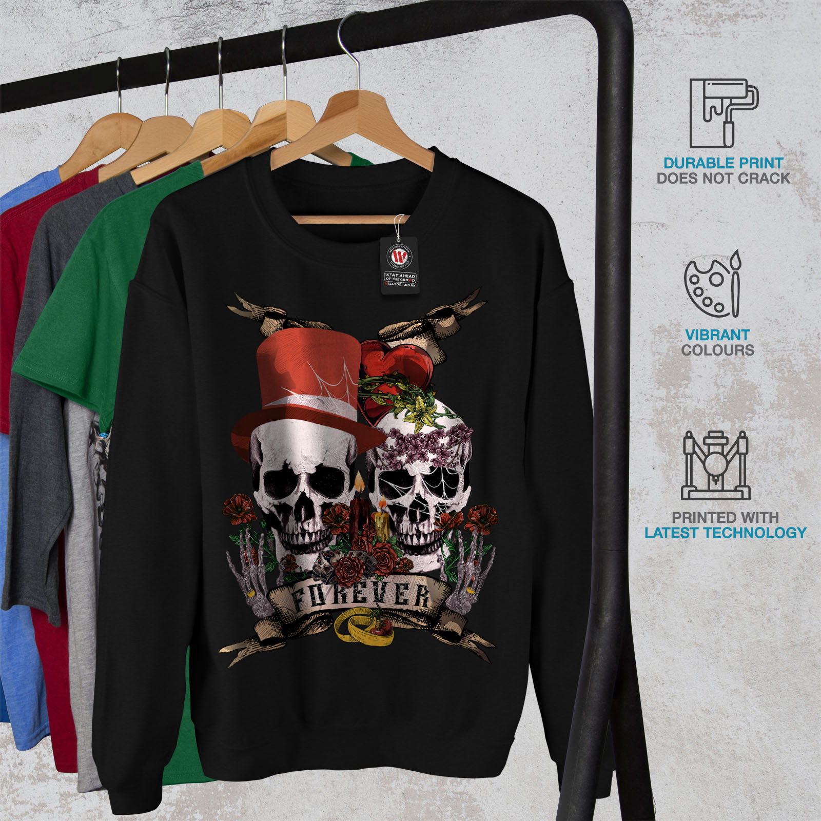 Black Forever New Skull Felpa Metal Love uomo EwEqYA