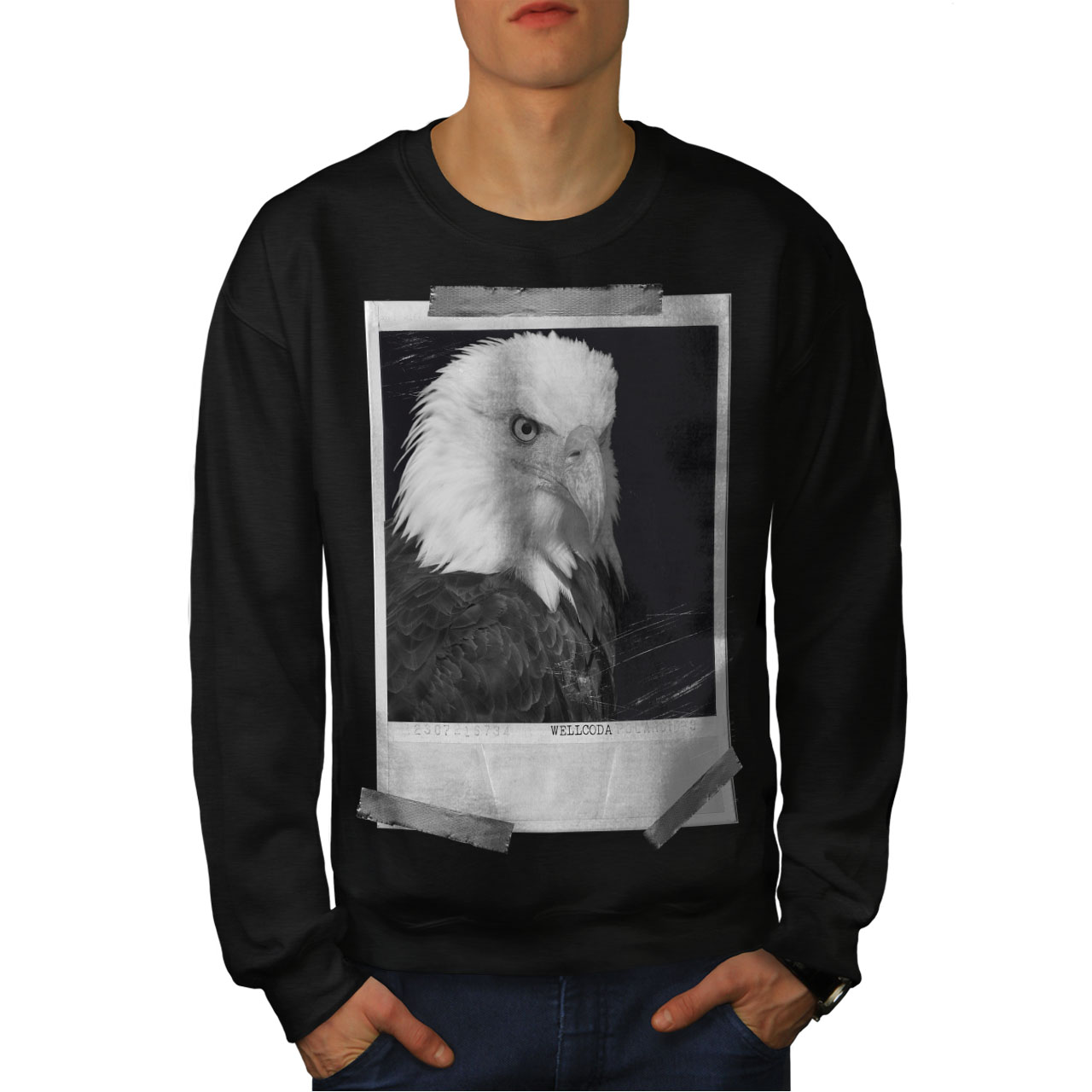 wellcoda Eagle Triangle Mens Sweatshirt Triangle Casual Jumper