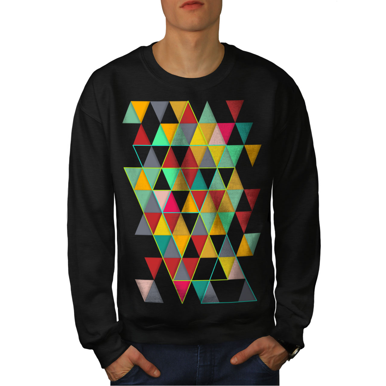 Wellcoda Geometric Stylish Womens Sweatshirt Abstract Casual Pullover Jumper