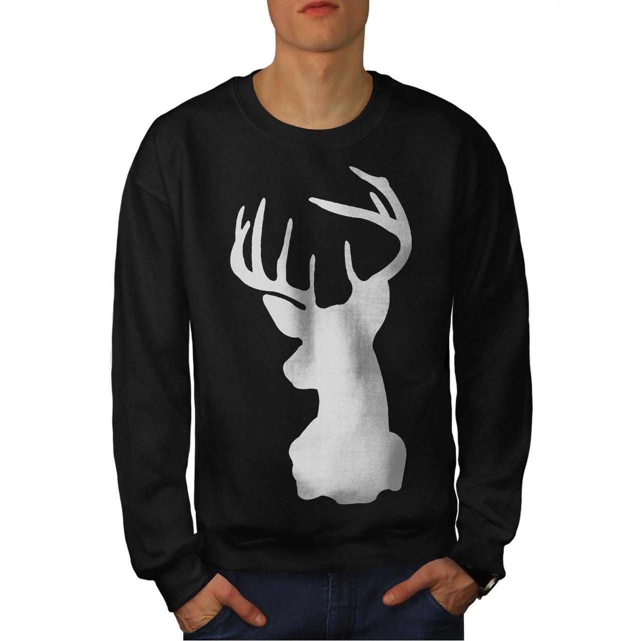 Profile Casual Jumper wellcoda Deer Head Mens Sweatshirt