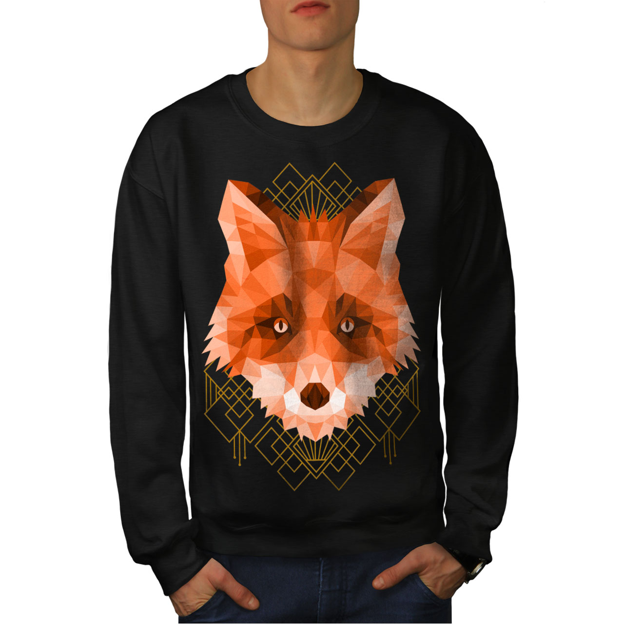wellcoda Fox Winter Photo Animal Mens Sweatshirt Smart Casual Jumper