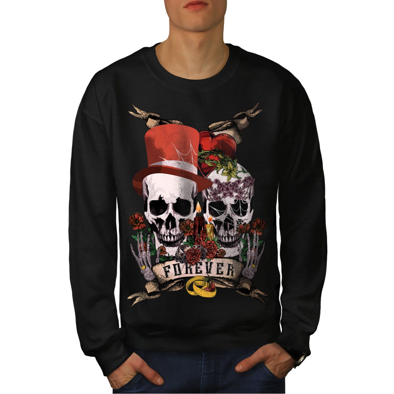 Black Forever New Skull Felpa Metal Love uomo EwEqYA