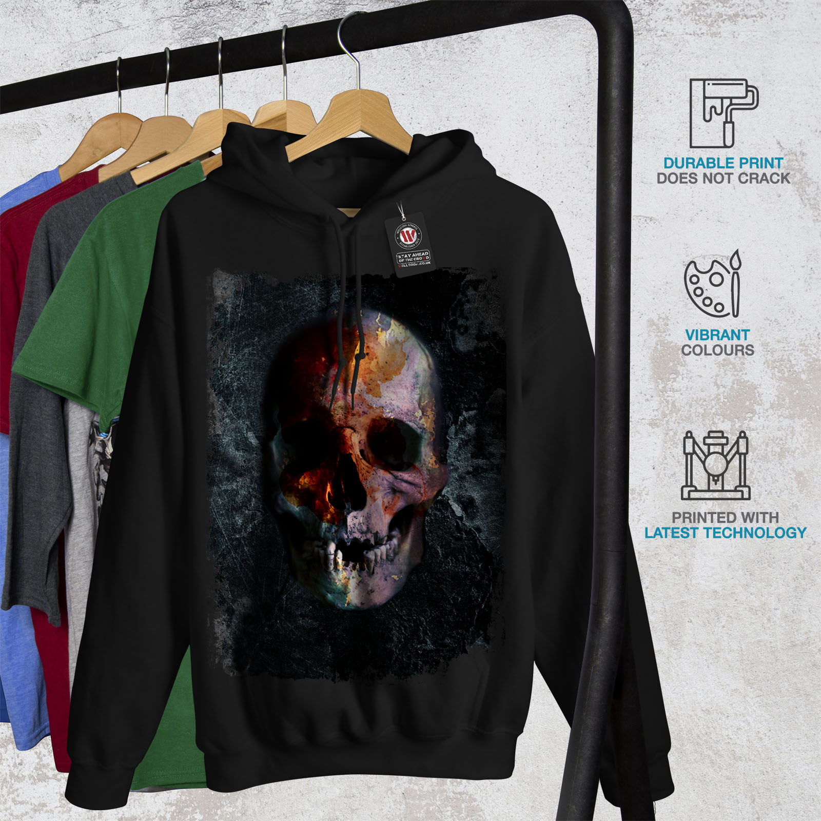Devil Casual Hooded Sweatshirt Wellcoda Skull Head Evil Grave Womens Hoodie