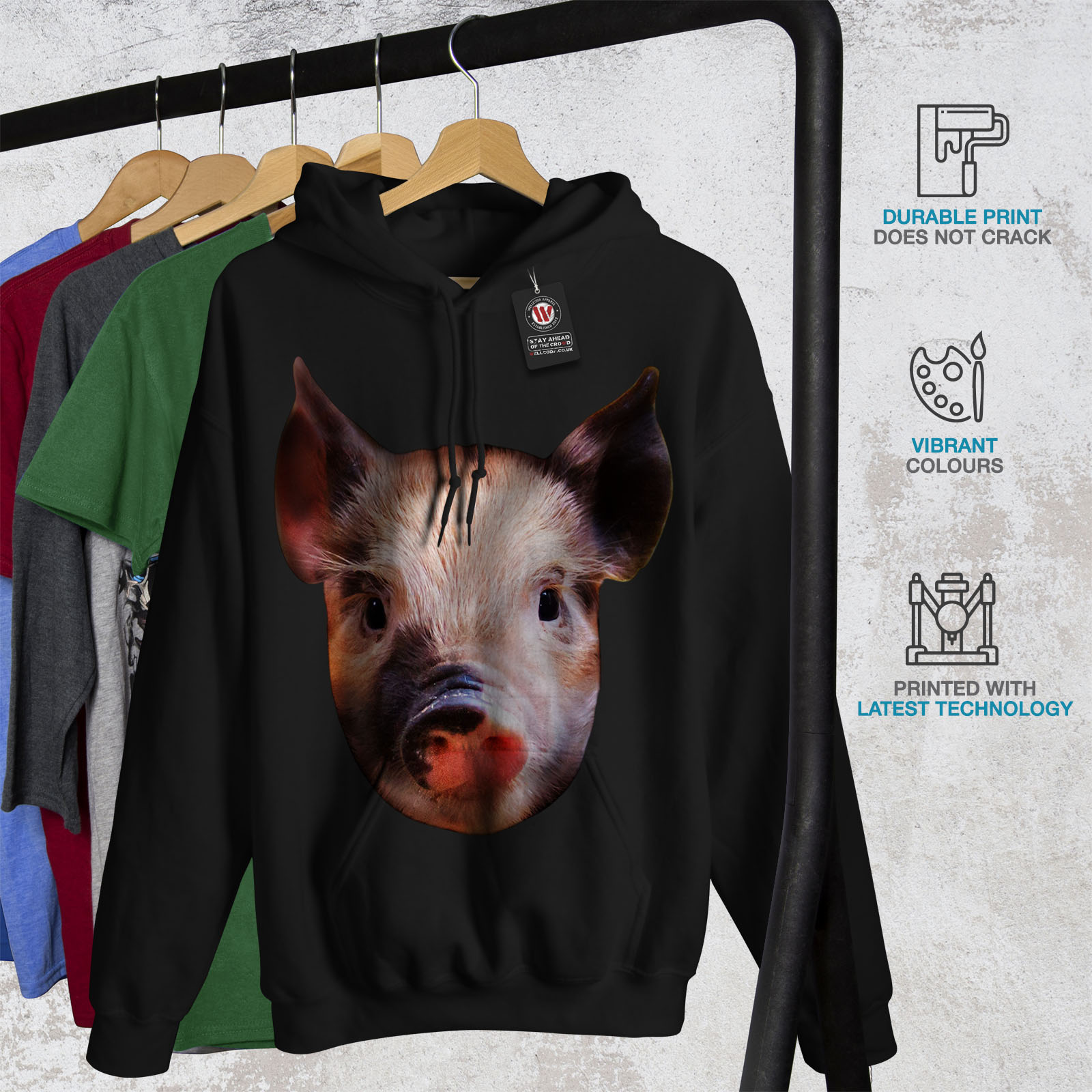 nera uomo con cappuccio con rosa casual da cappuccio Wellcoda felpa Felpa SqU6v6