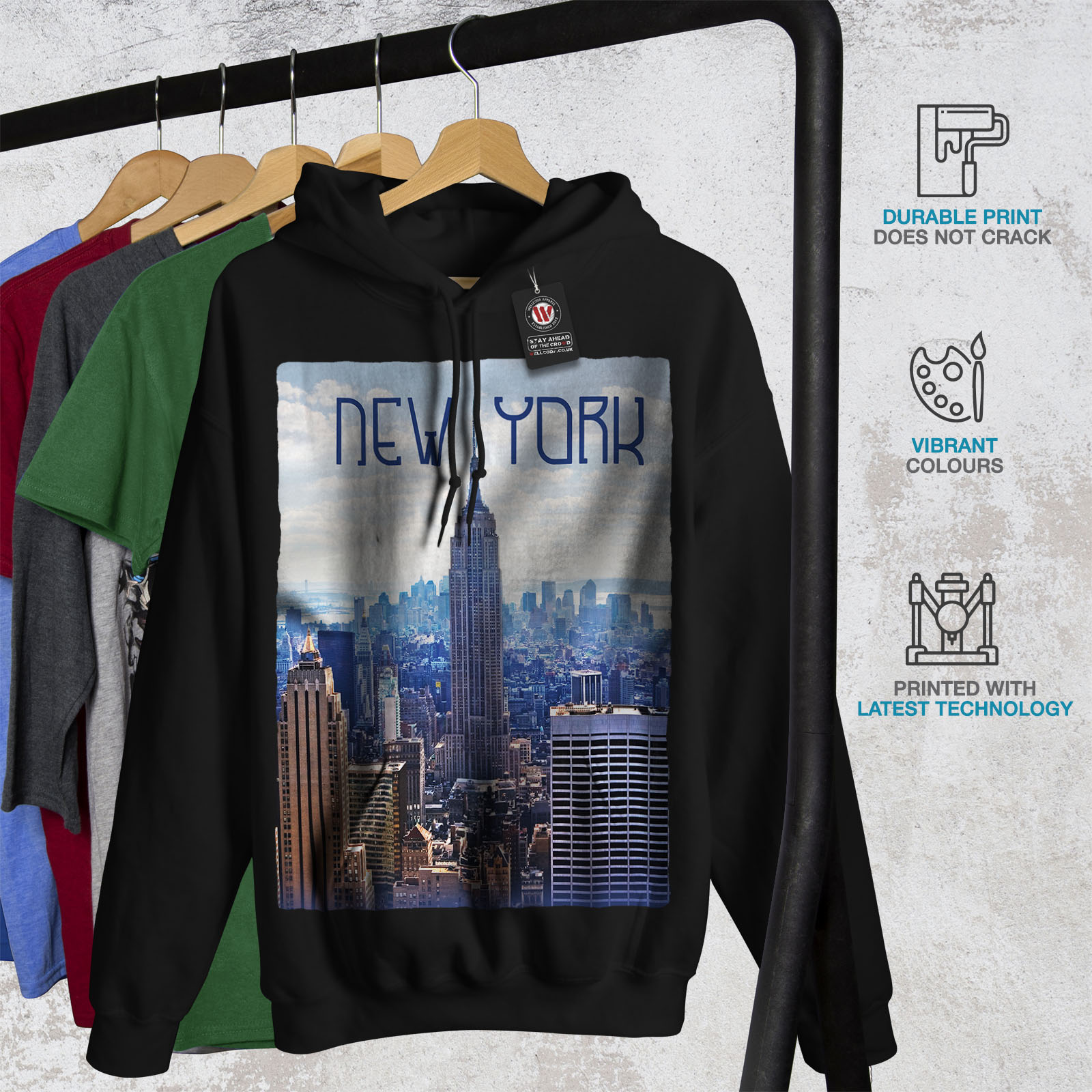 Wellcoda New York Mens Hoodie, Skyscraper Casual Hooded Sweatshirt | eBay