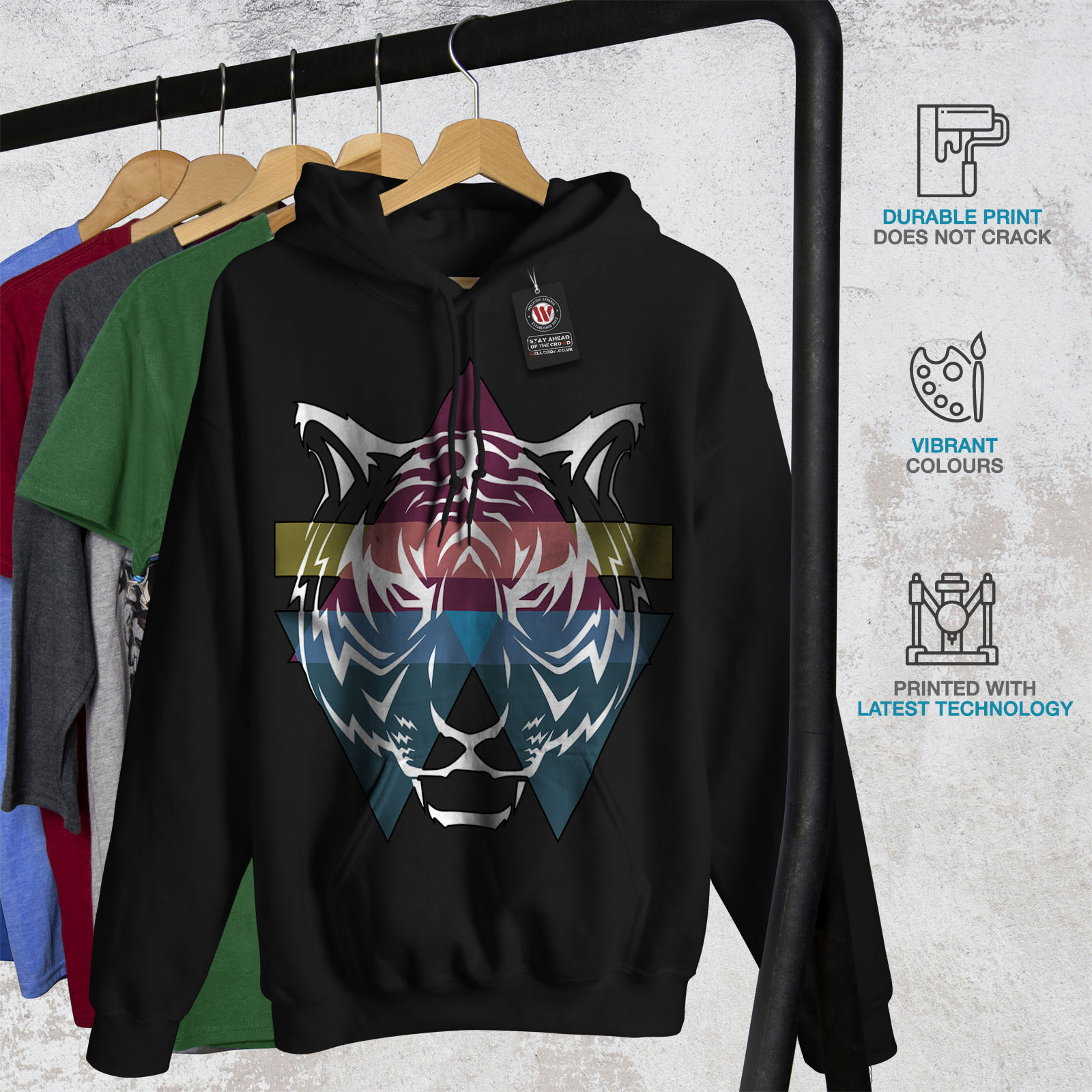 colorata Mens Felpa casual Wellcoda New nera Felpa con cappuccio wvqxZ0qEH